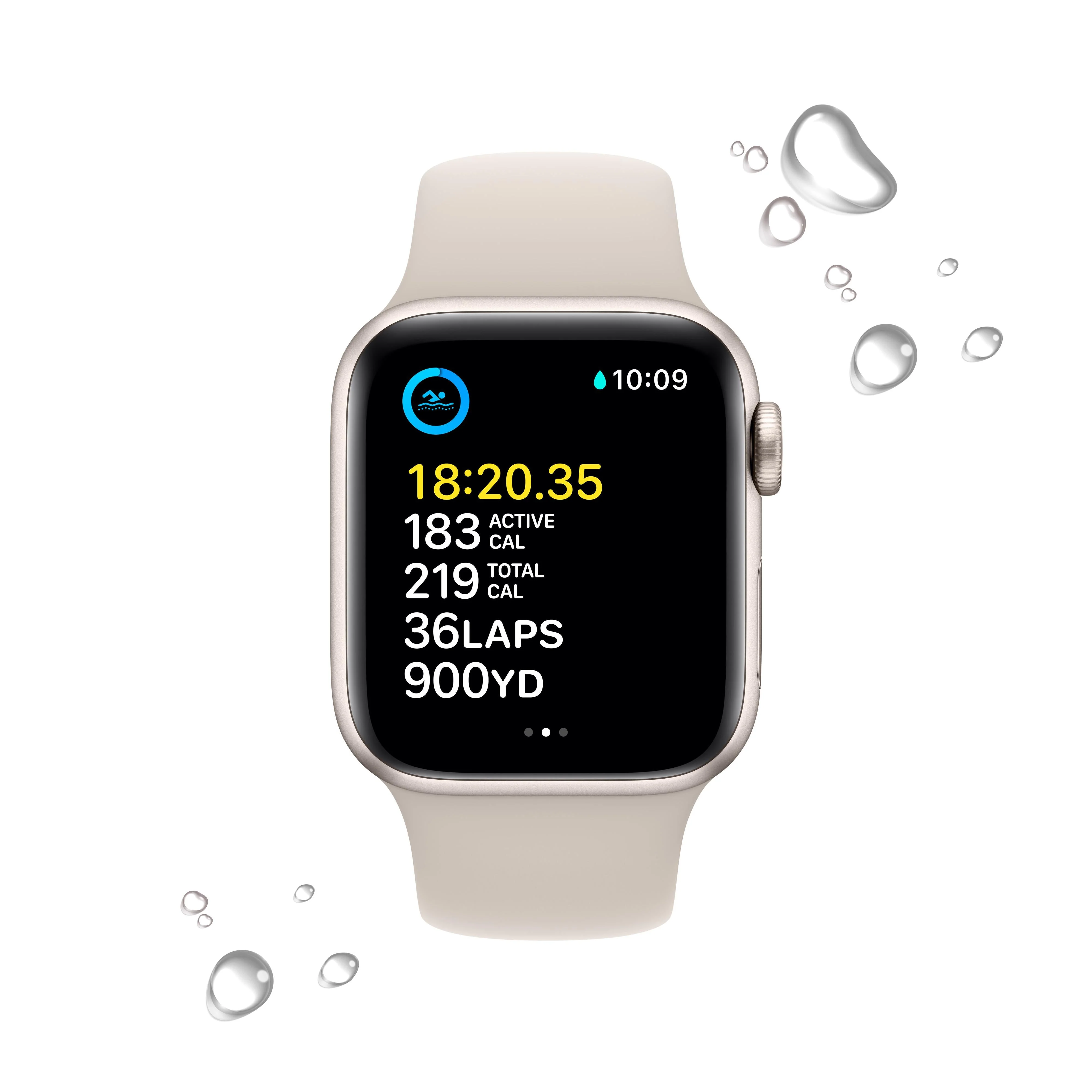 Apple Watch SE GPS 40mm Starlight Aluminium Case with Starlight Sport Band - Regular - Image 4