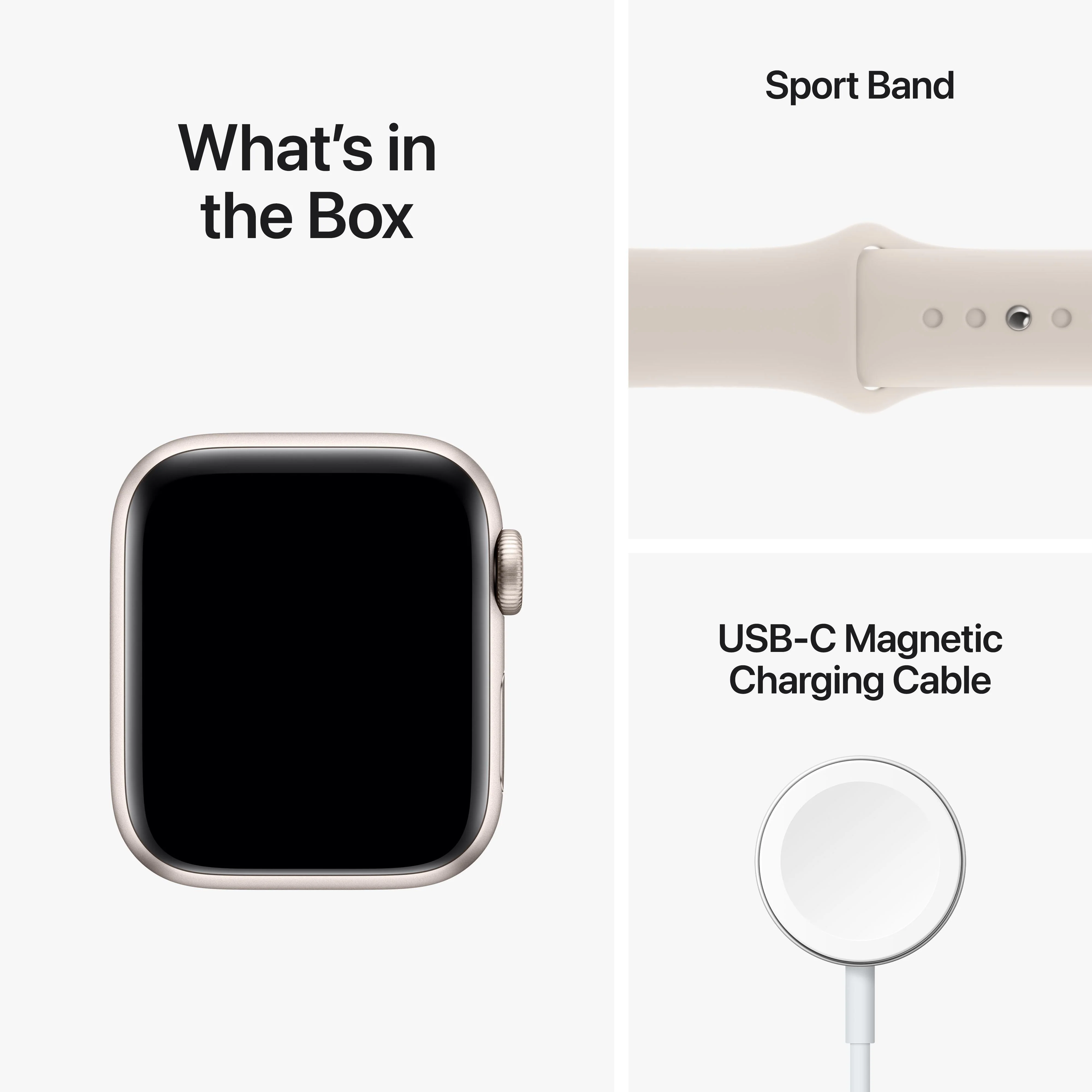 Apple Watch SE GPS 40mm Starlight Aluminium Case with Starlight Sport Band - Regular - Image 9