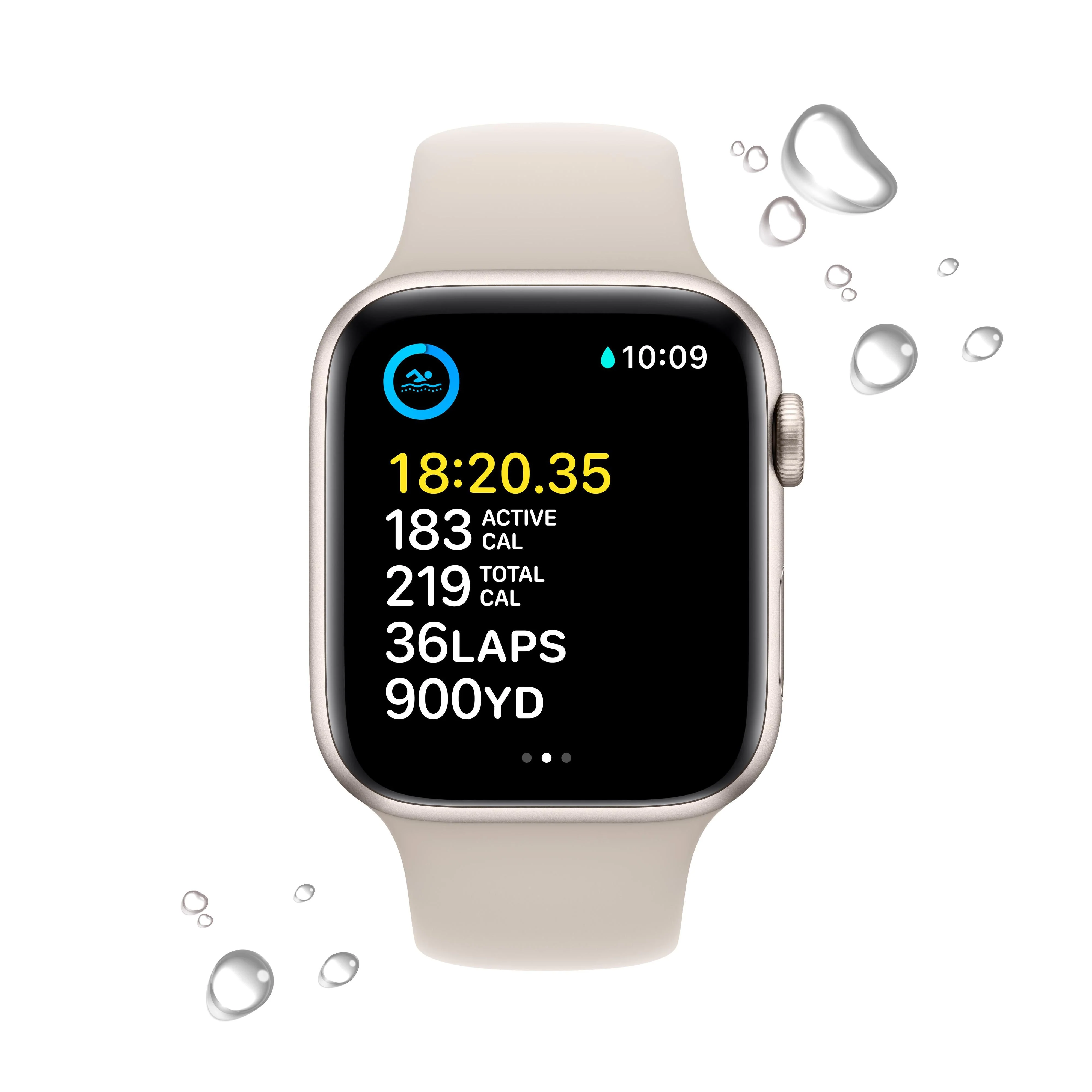 Apple Watch SE GPS 44mm Starlight Aluminium Case with Starlight Sport Band - Regular - Image 4
