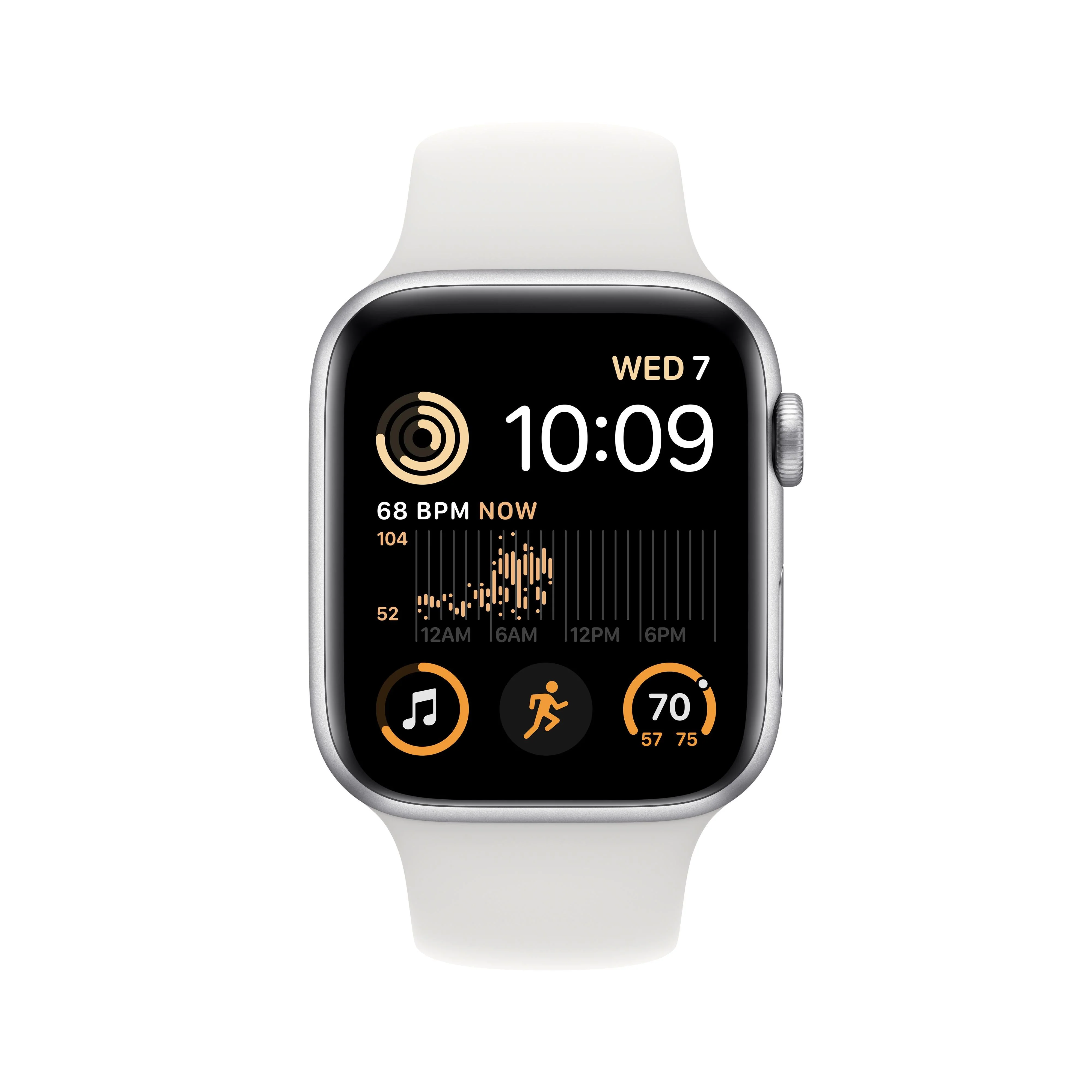 Apple Watch SE GPS 44mm Silver Aluminium Case with White Sport Band - Regular - Image 2