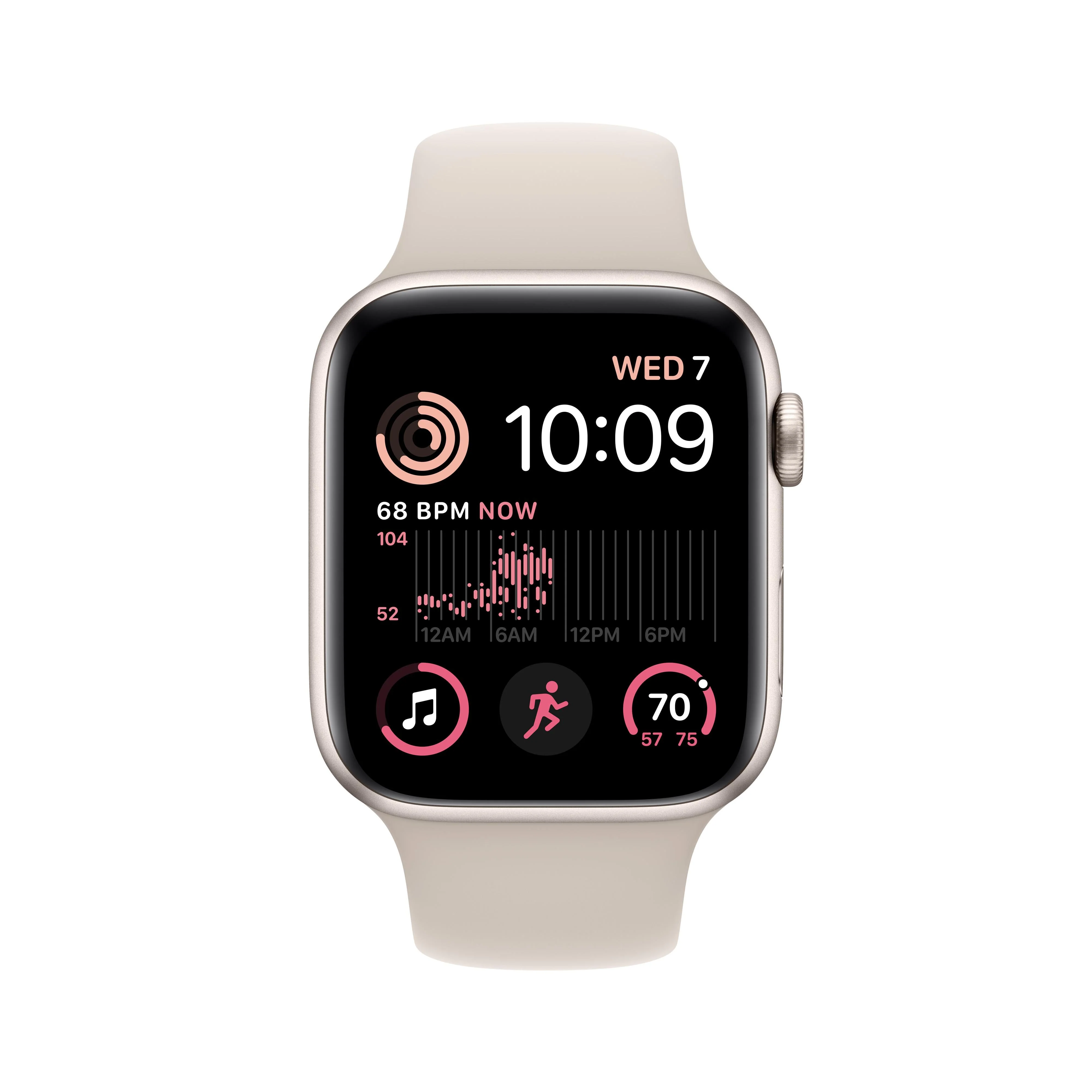Apple Watch SE GPS + Cellular 44mm Starlight Aluminium Case with Starlight Sport Band - Regular - Image 2