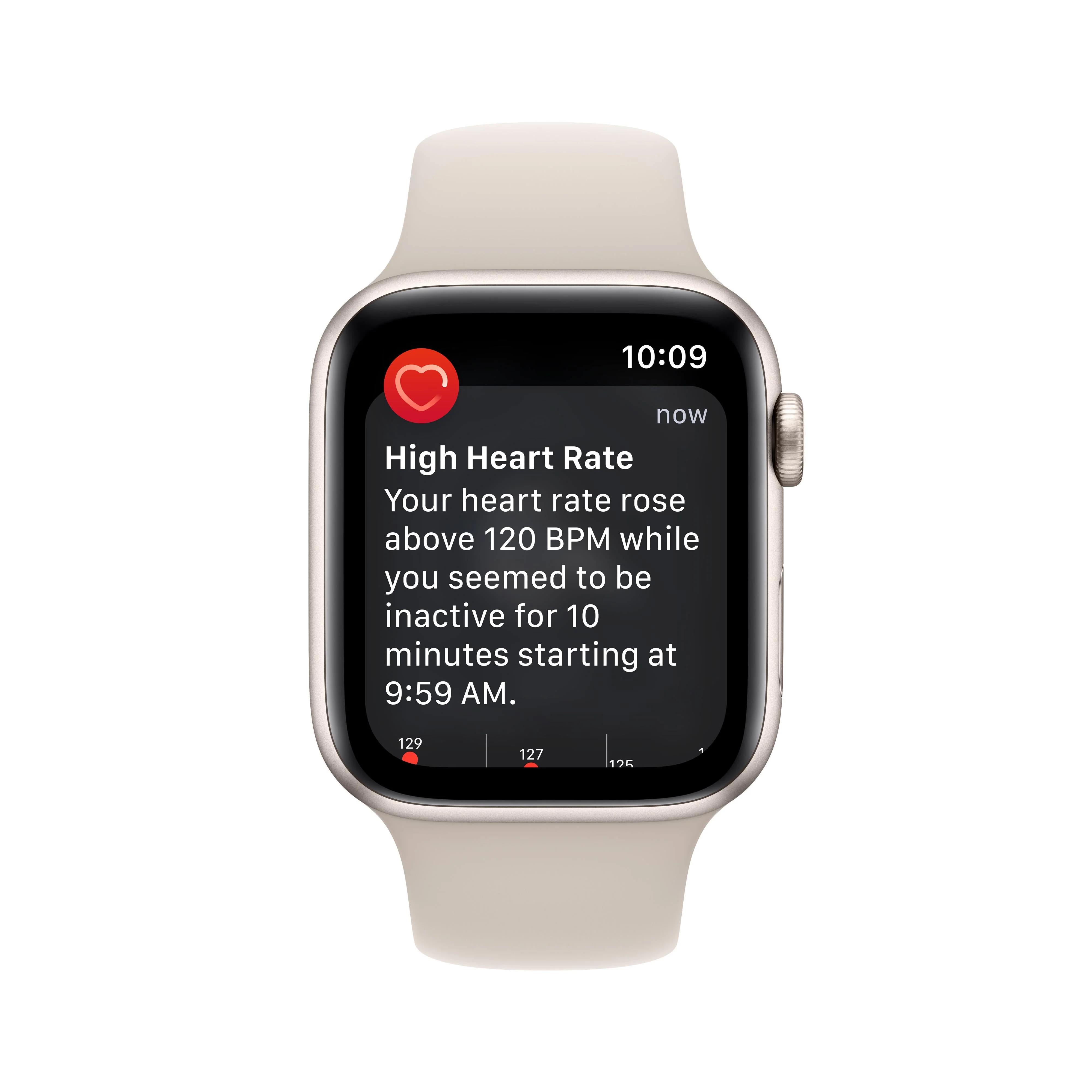 Apple Watch SE GPS + Cellular 44mm Starlight Aluminium Case with Starlight Sport Band - Regular - Image 6