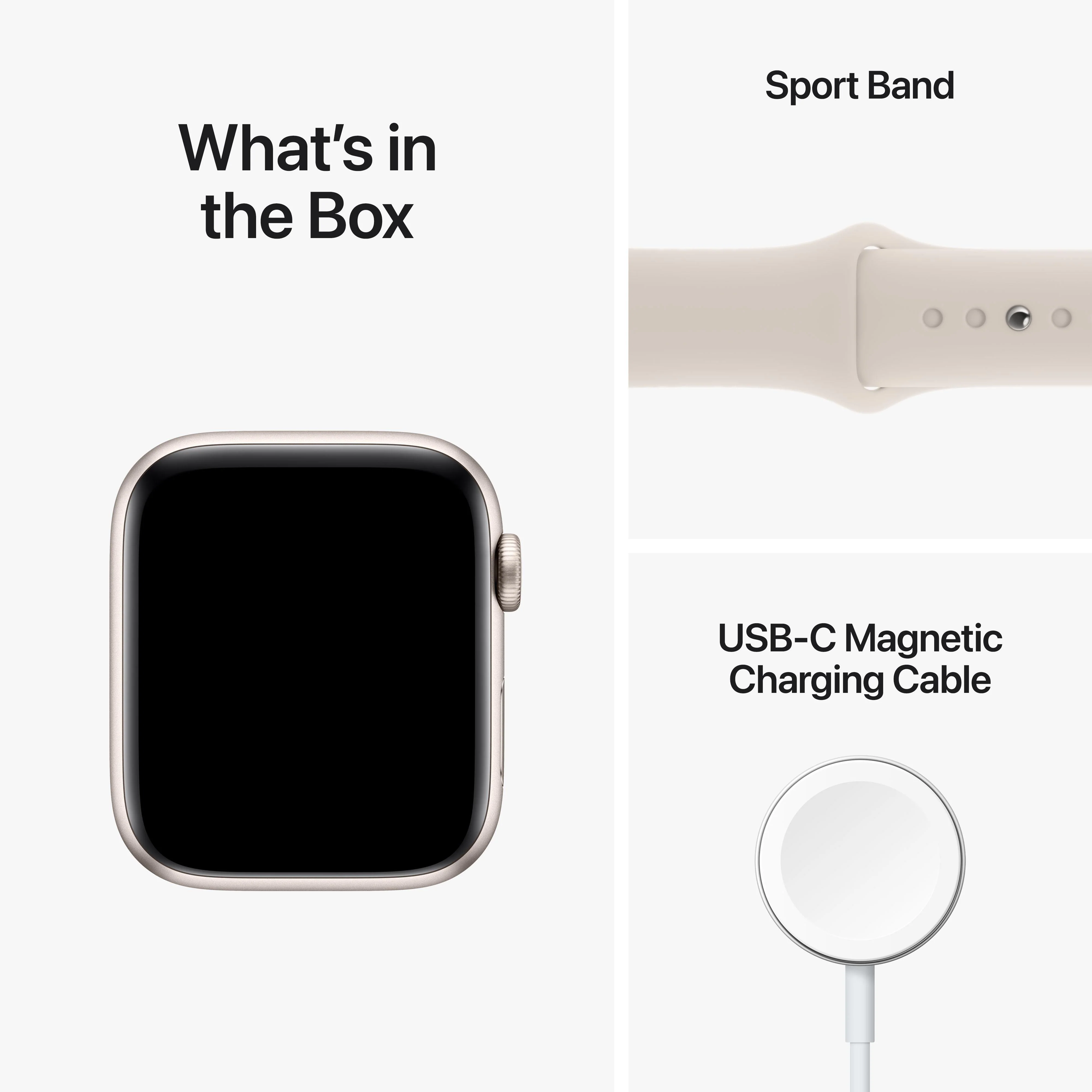 Apple Watch SE GPS + Cellular 44mm Starlight Aluminium Case with Starlight Sport Band - Regular - Image 9