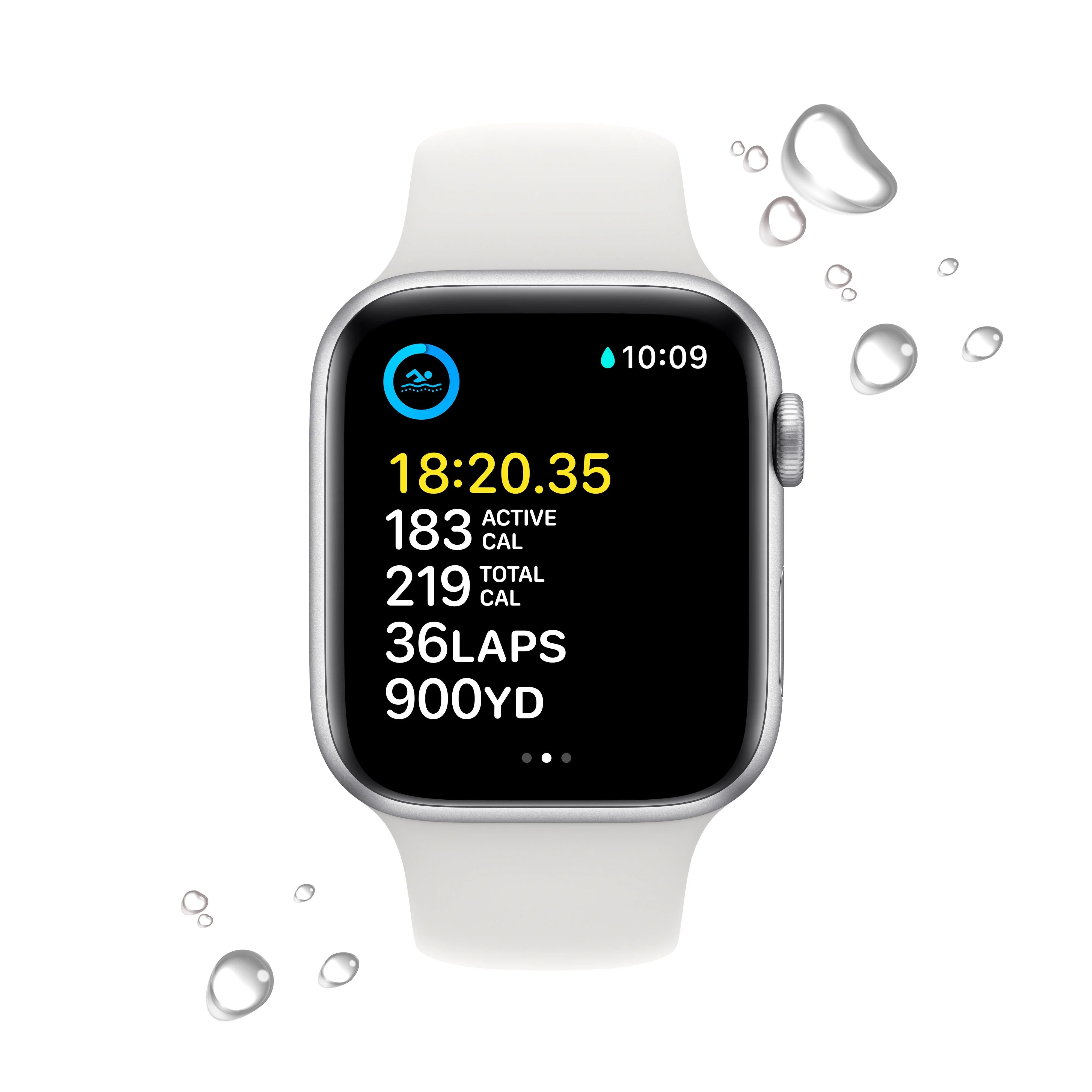 Apple Watch SE GPS + Cellular 44mm Silver Aluminium Case with White Sport Band - Regular - Image 4