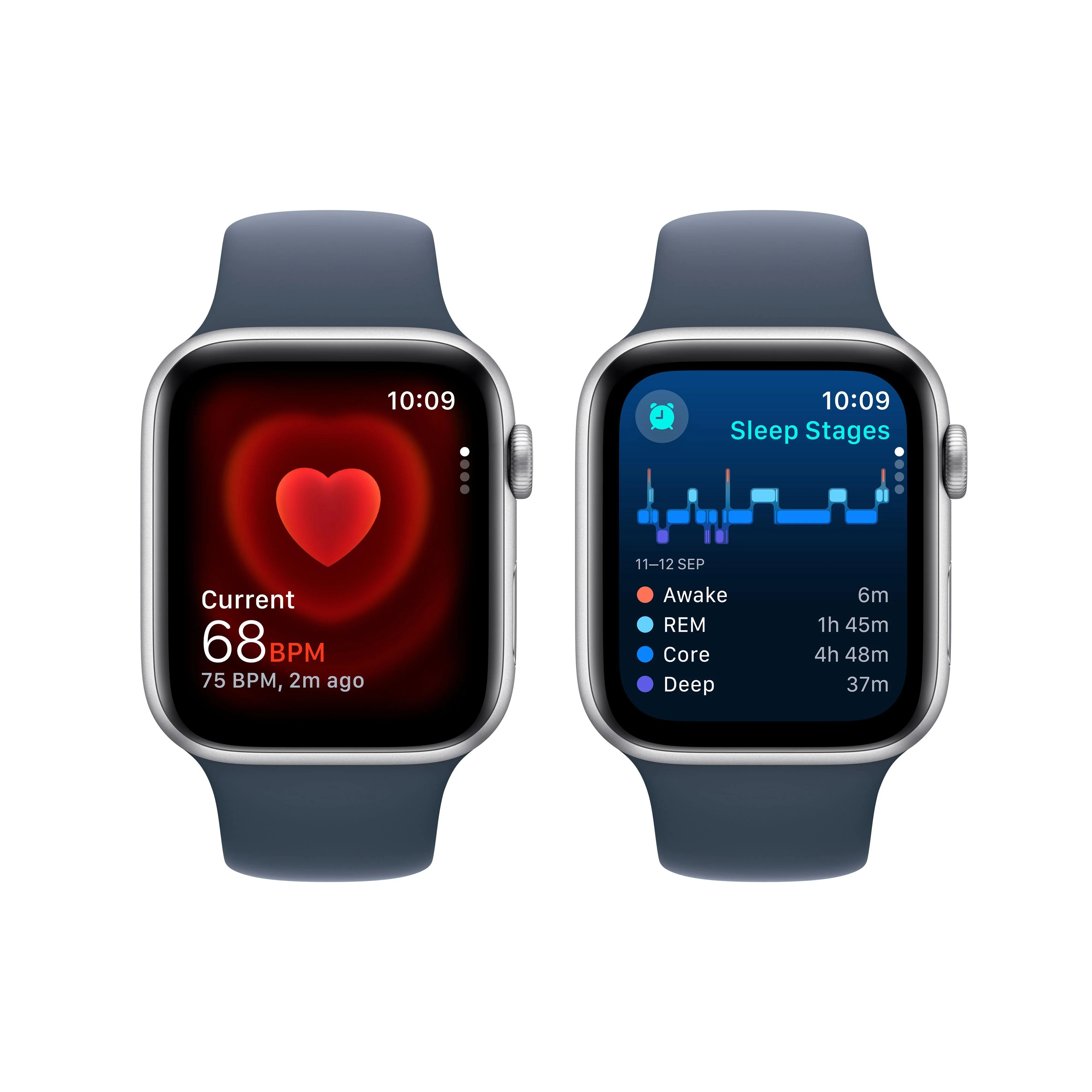 Apple Watch SE GPS 44mm Silver Aluminium Case with Storm Blue Sport Band - M/L - Image 5