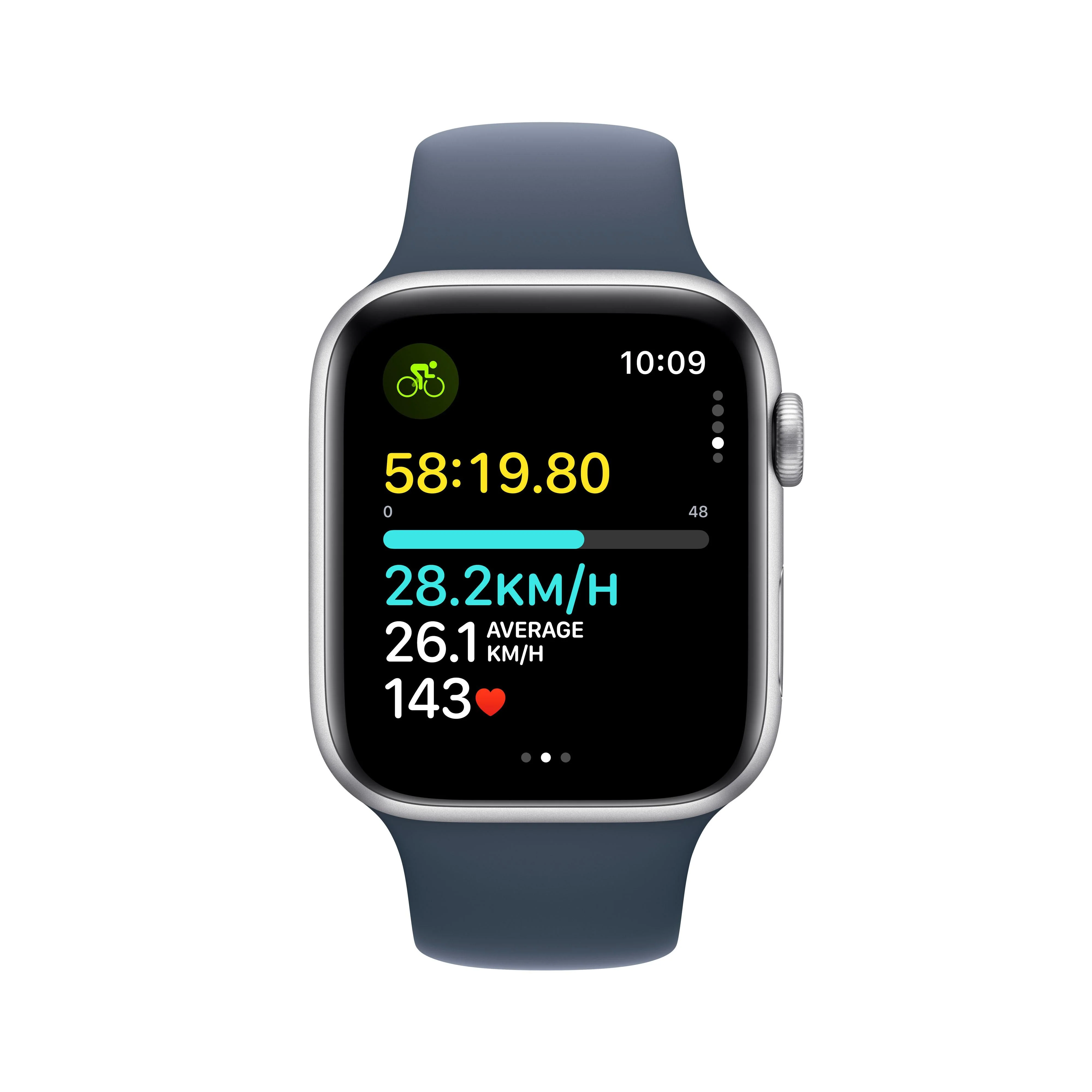 Apple Watch SE GPS 44mm Silver Aluminium Case with Storm Blue Sport Band - M/L - Image 6