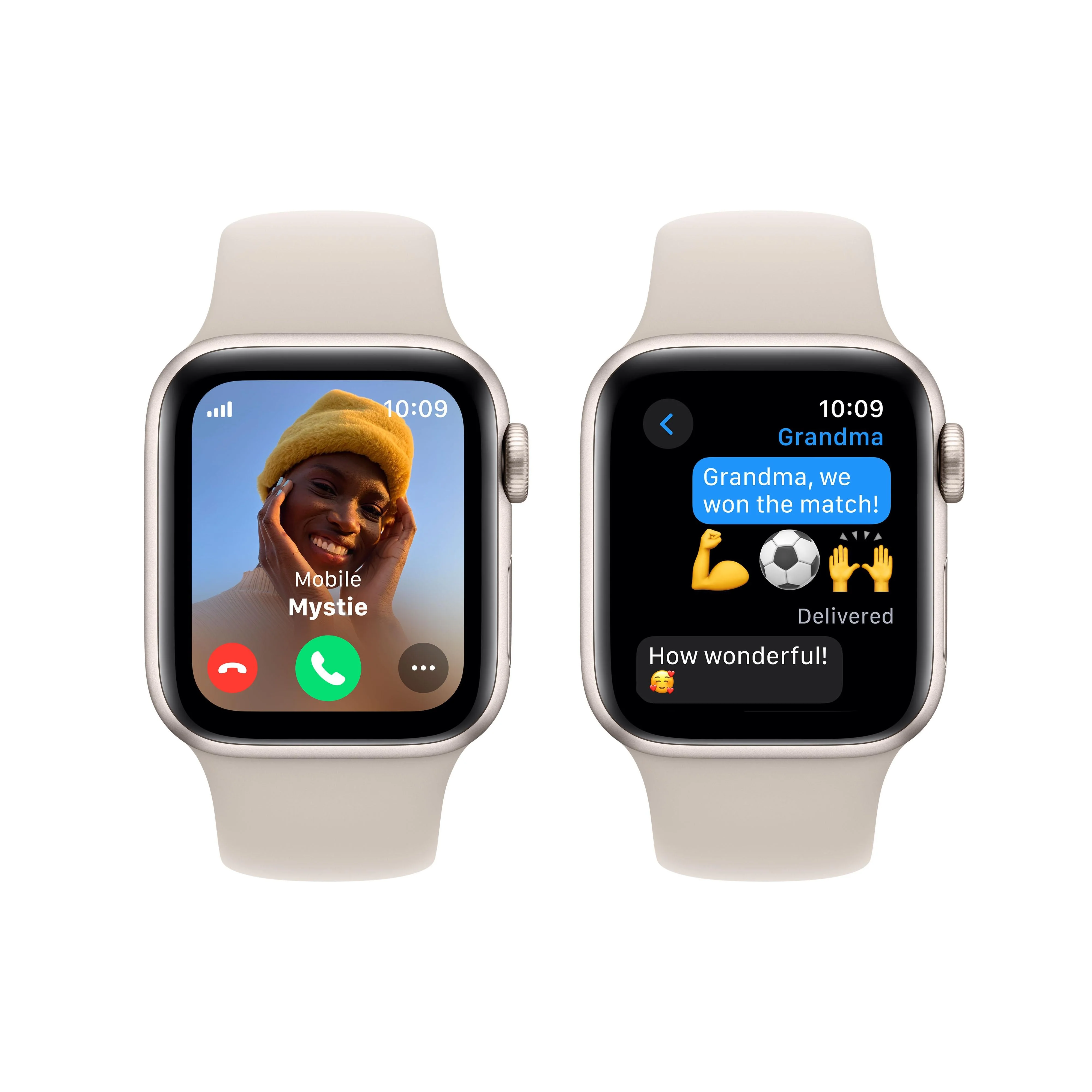 Apple Watch SE GPS + Cellular 40mm Starlight Aluminium Case with Starlight Sport Band - S/M - Image 4