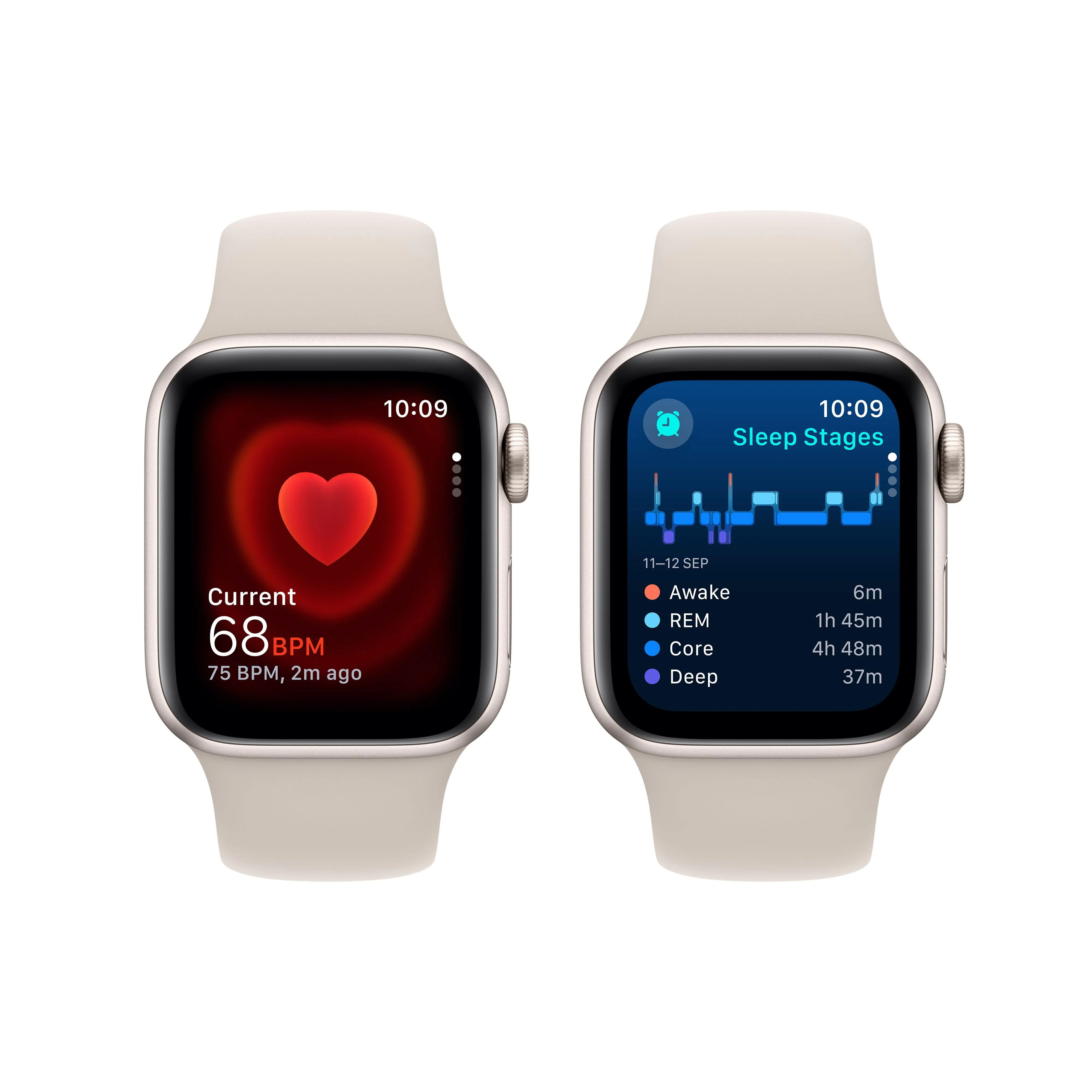 Apple Watch SE GPS + Cellular 40mm Starlight Aluminium Case with Starlight Sport Band - M/L - Image 5