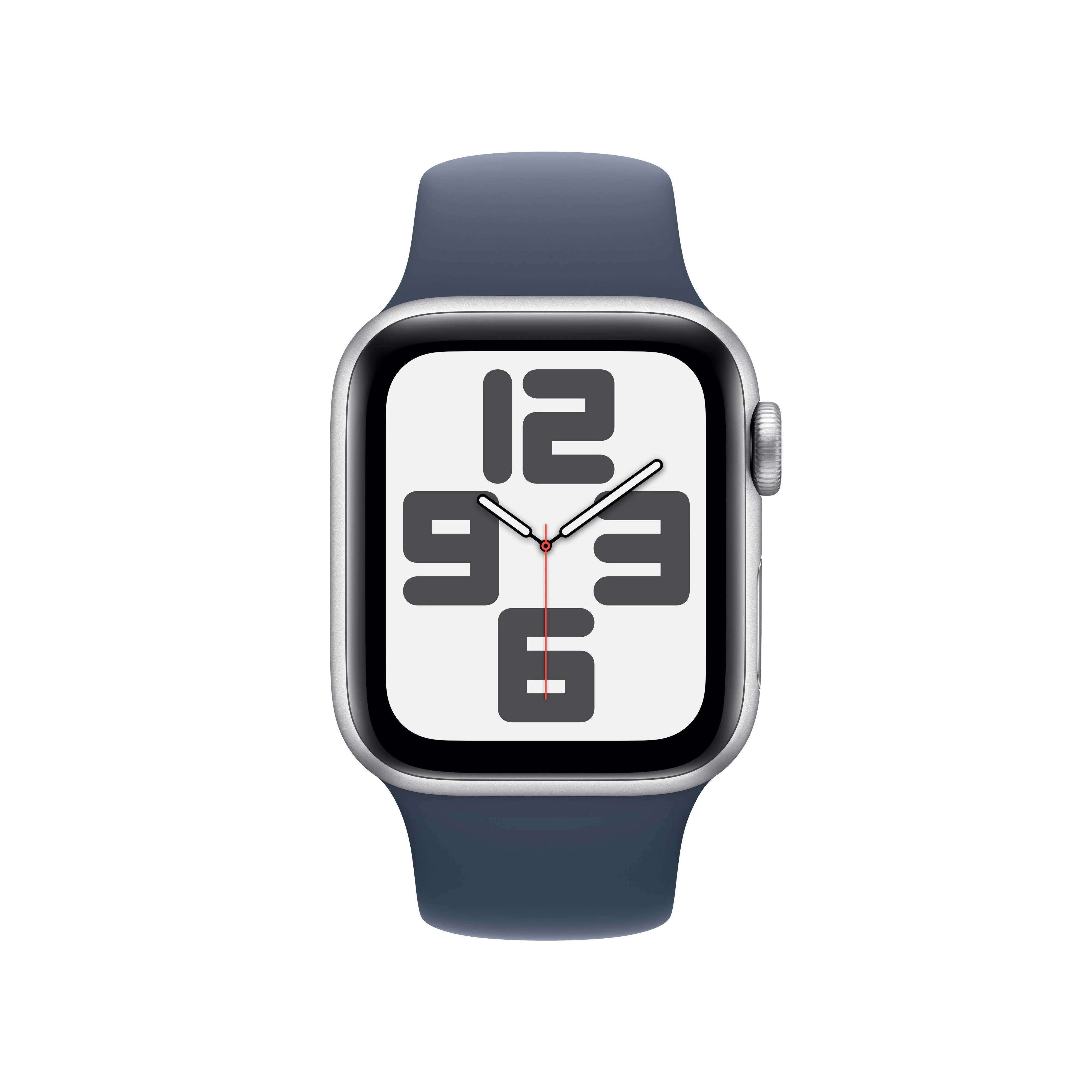 Apple Watch SE GPS + Cellular 40mm Silver Aluminium Case with Storm Blue Sport Band - M/L - Image 2