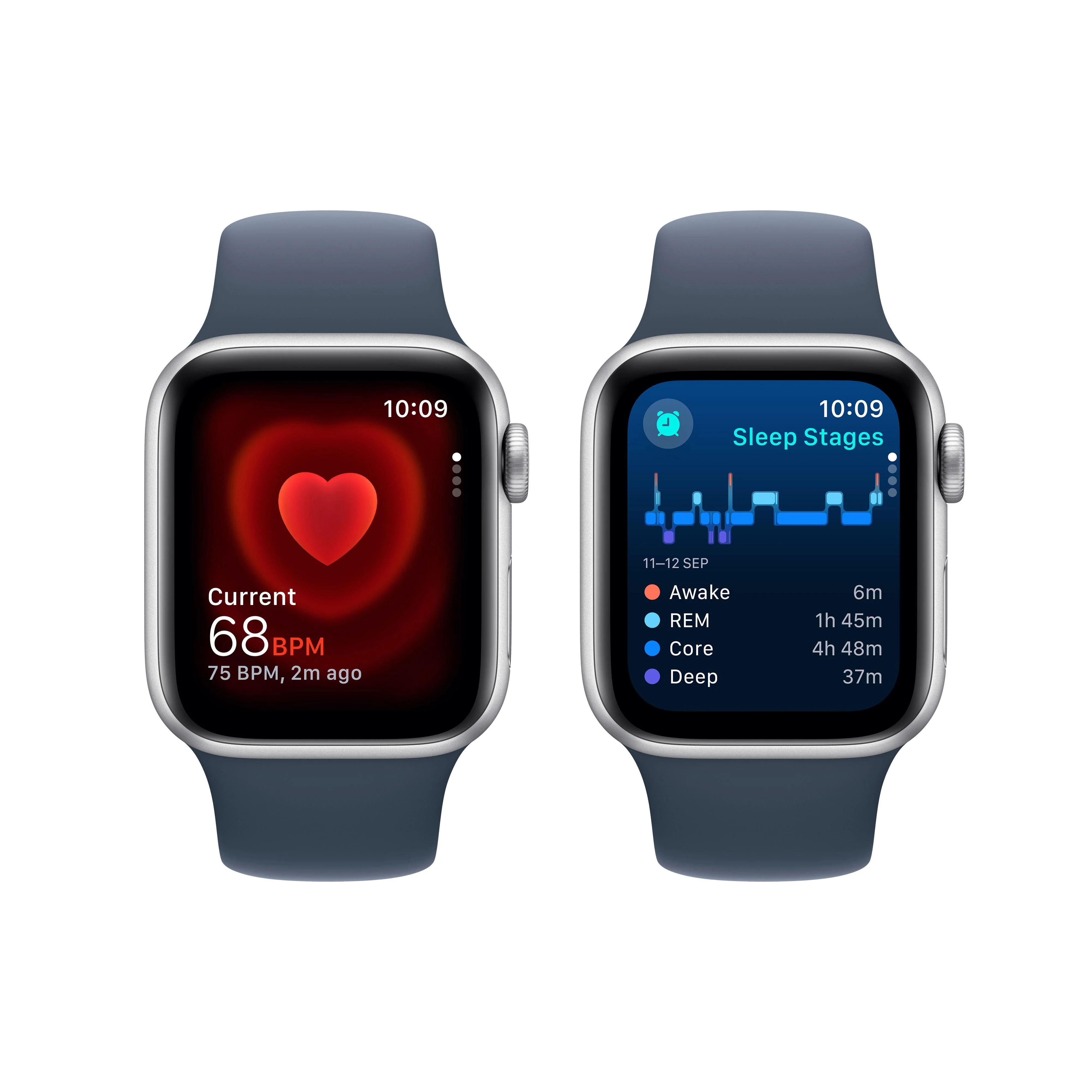 Apple Watch SE GPS + Cellular 40mm Silver Aluminium Case with Storm Blue Sport Band - M/L - Image 5