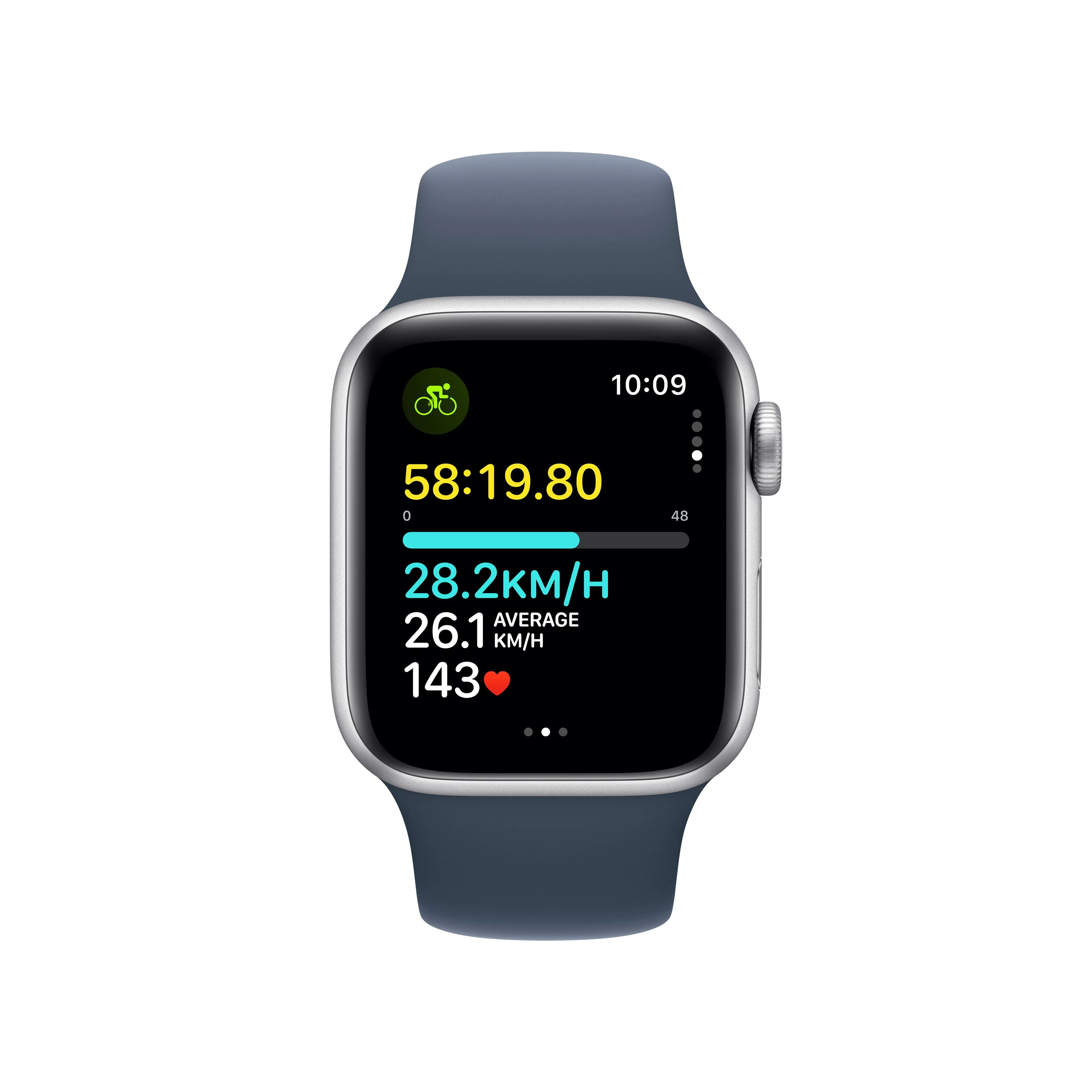 Apple Watch SE GPS + Cellular 40mm Silver Aluminium Case with Storm Blue Sport Band - M/L - Image 6
