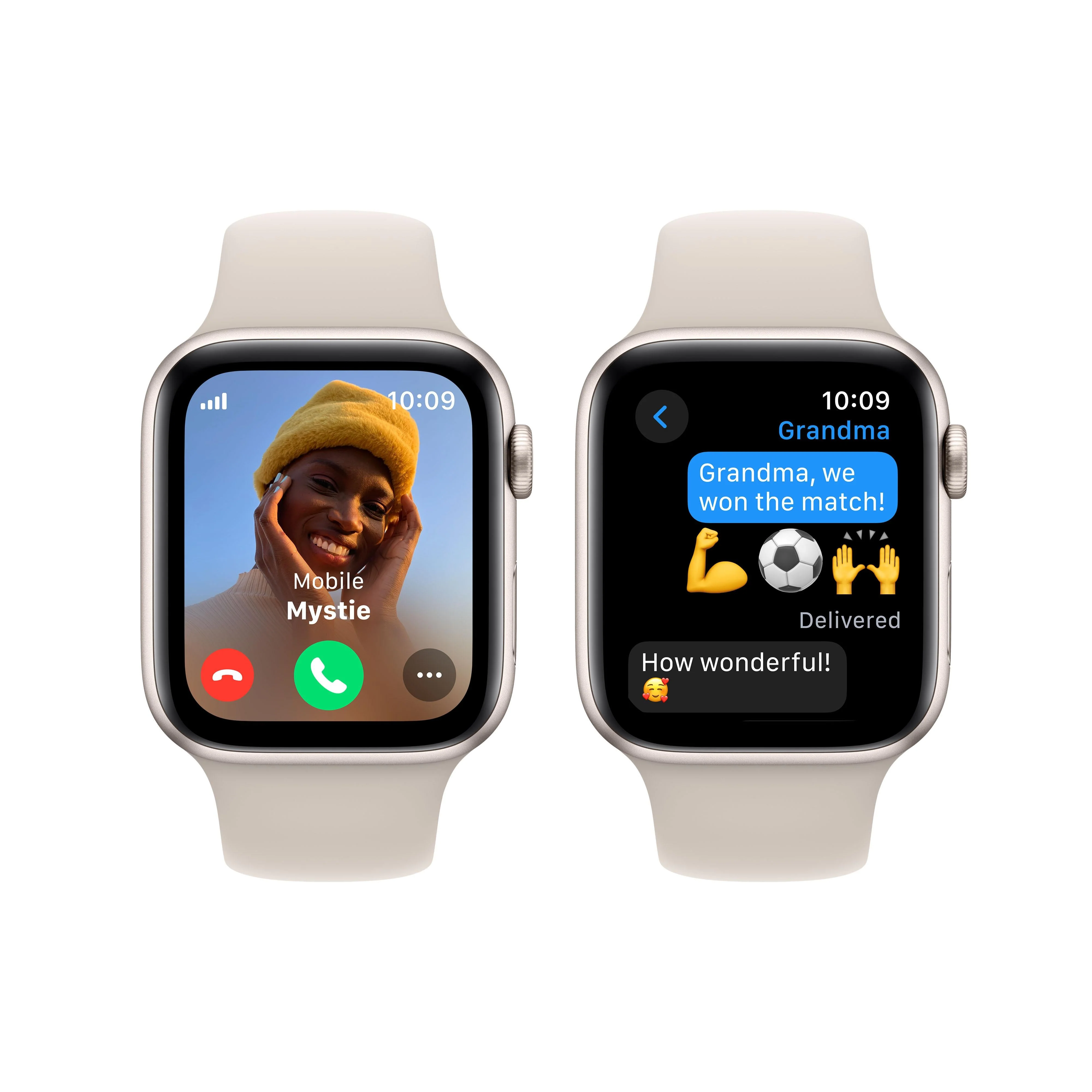 Apple Watch SE GPS + Cellular 44mm Starlight Aluminium Case with Starlight Sport Band - S/M - Image 4