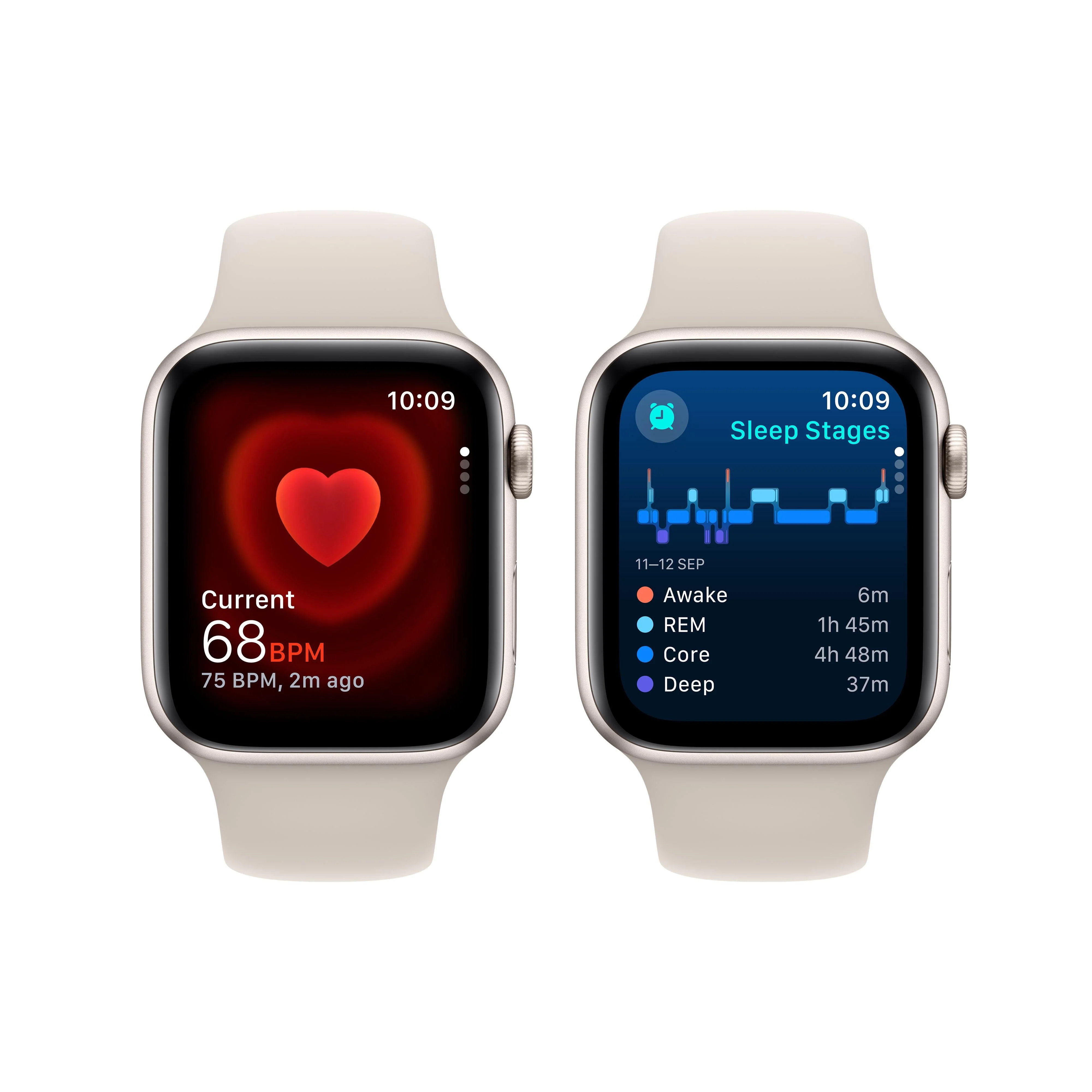 Apple Watch SE GPS + Cellular 44mm Starlight Aluminium Case with Starlight Sport Band - S/M - Image 5