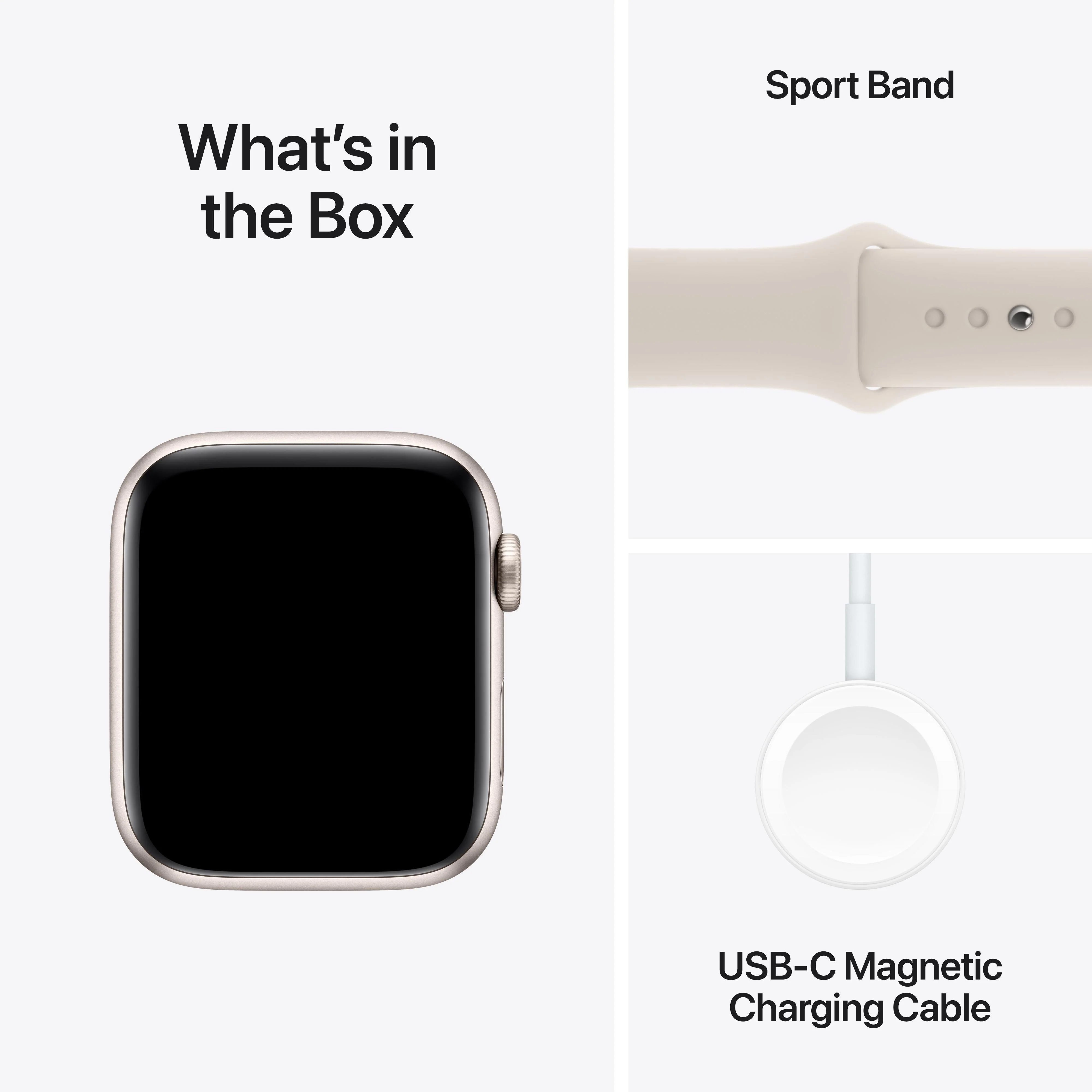 Apple Watch SE GPS + Cellular 44mm Starlight Aluminium Case with Starlight Sport Band - S/M - Image 8