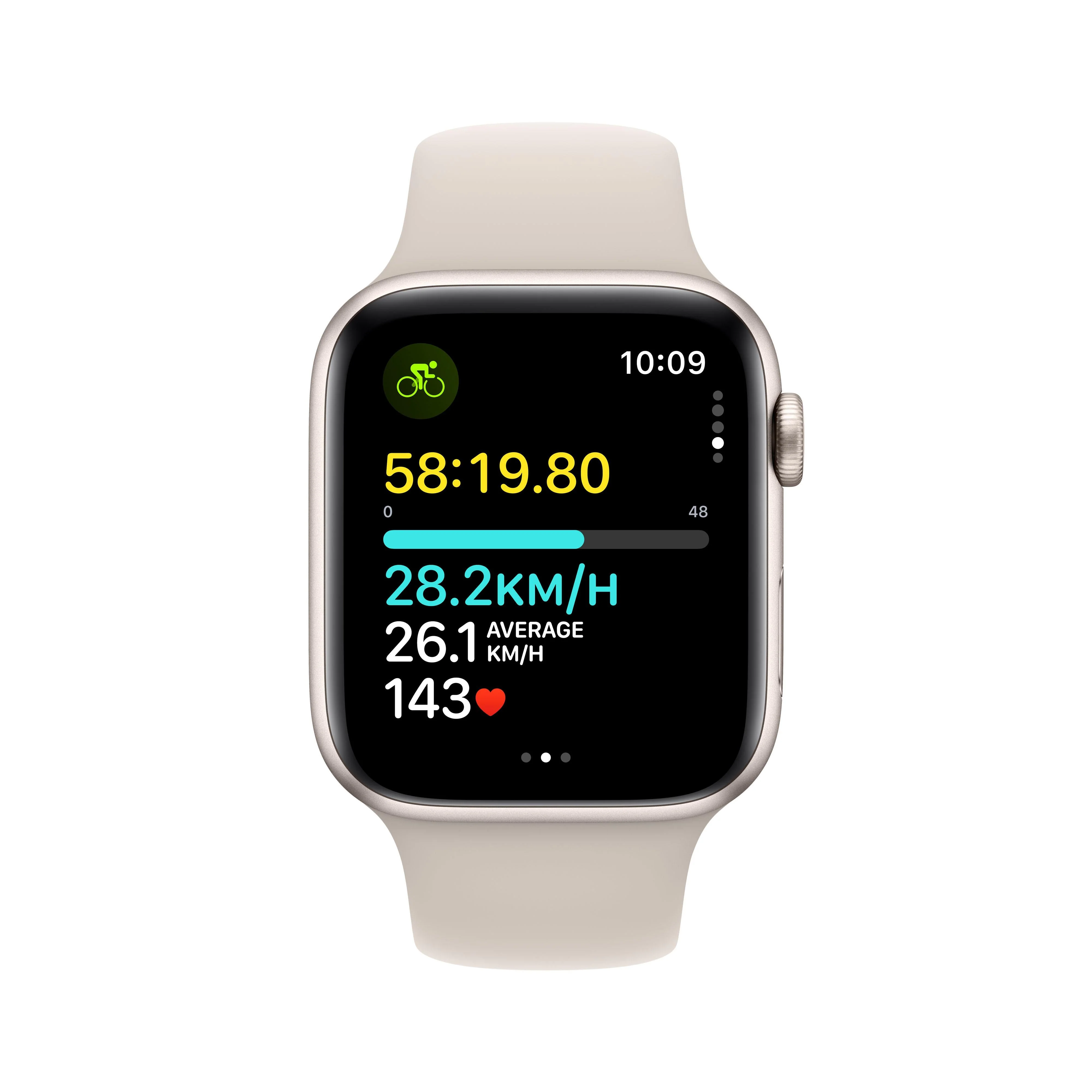 Apple Watch SE GPS + Cellular 44mm Starlight Aluminium Case with Starlight Sport Band - M/L - Image 6