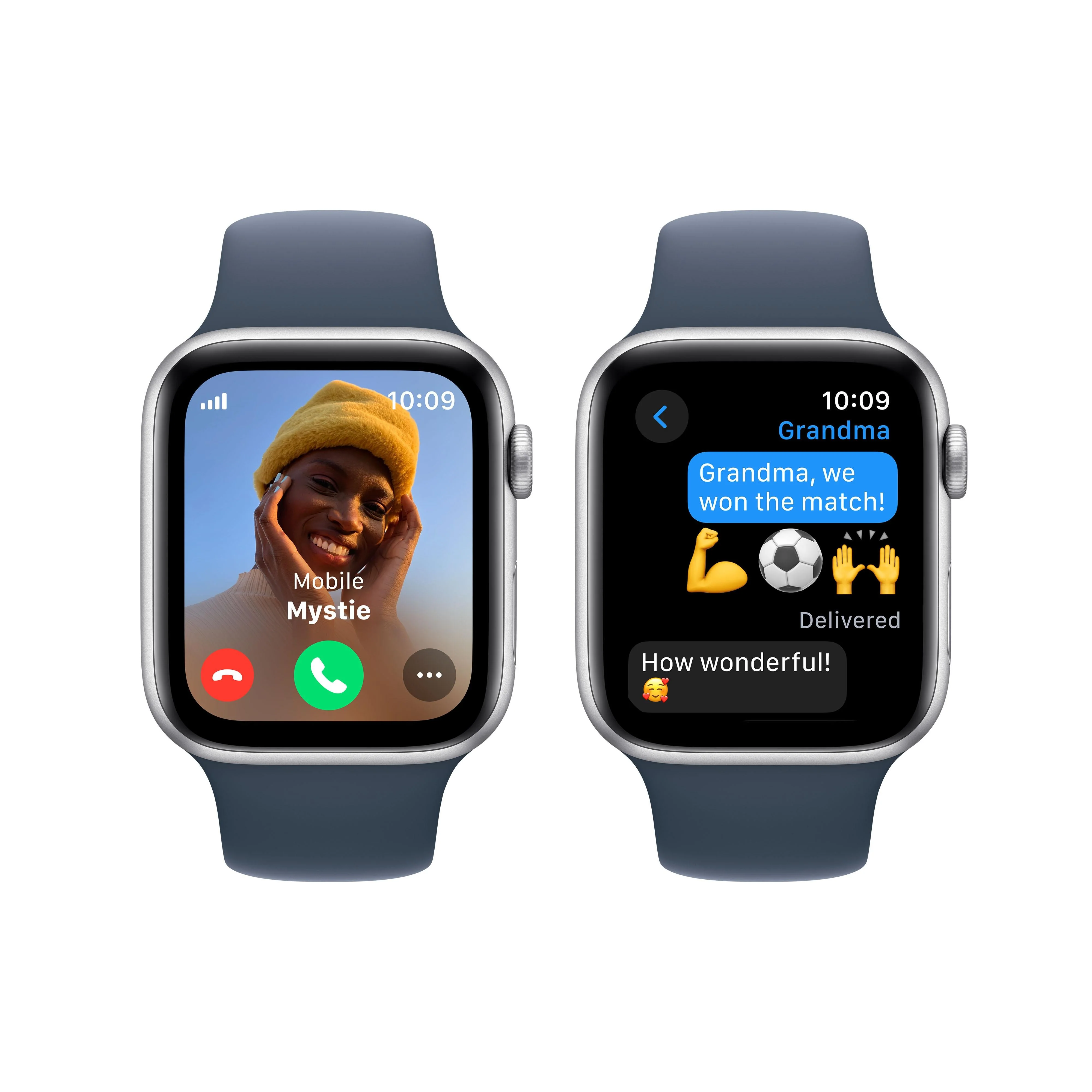 Apple Watch SE GPS + Cellular 44mm Silver Aluminium Case with Storm Blue Sport Band - M/L - Image 4