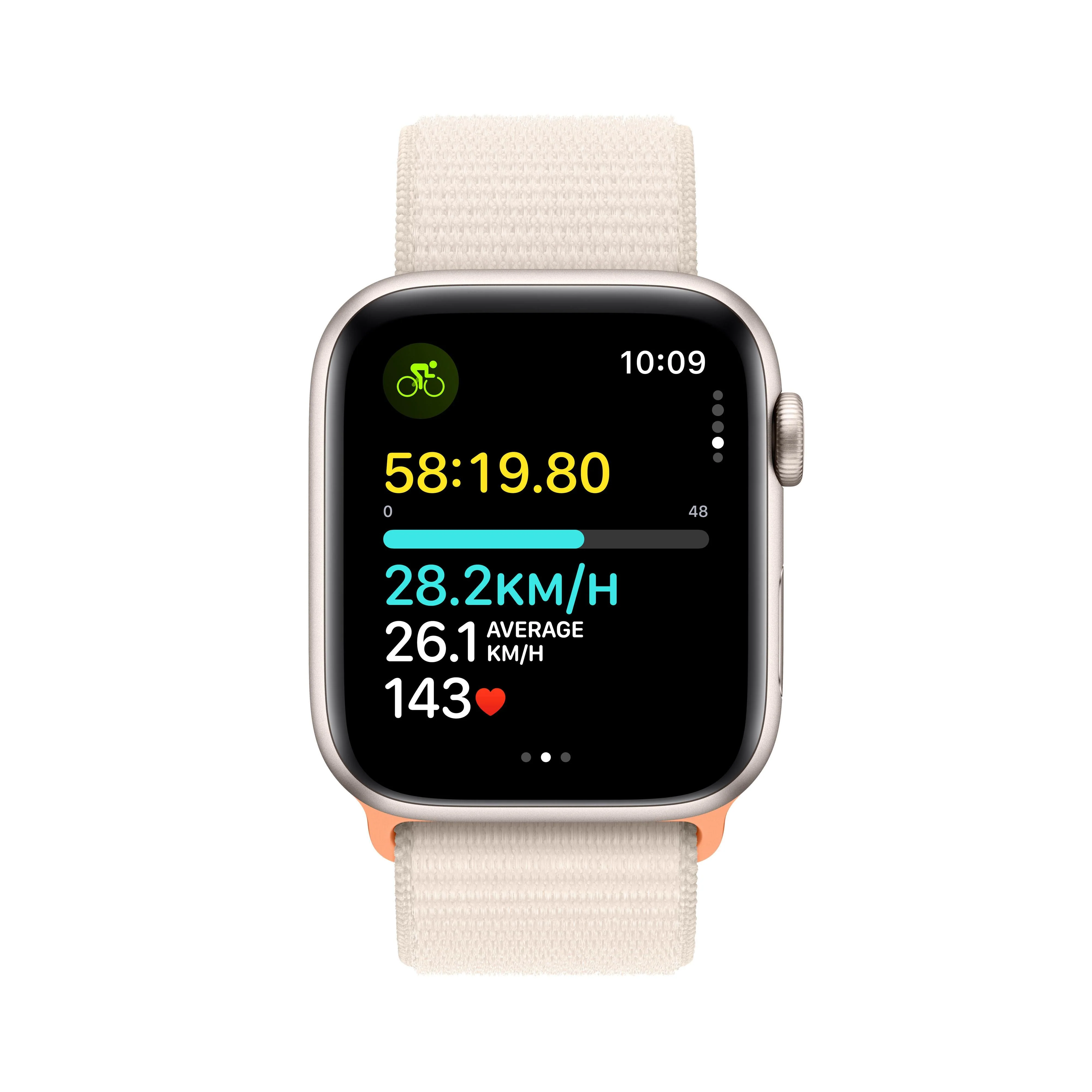Apple Watch SE GPS 44mm Starlight Aluminium Case with Starlight Sport Loop - Image 6