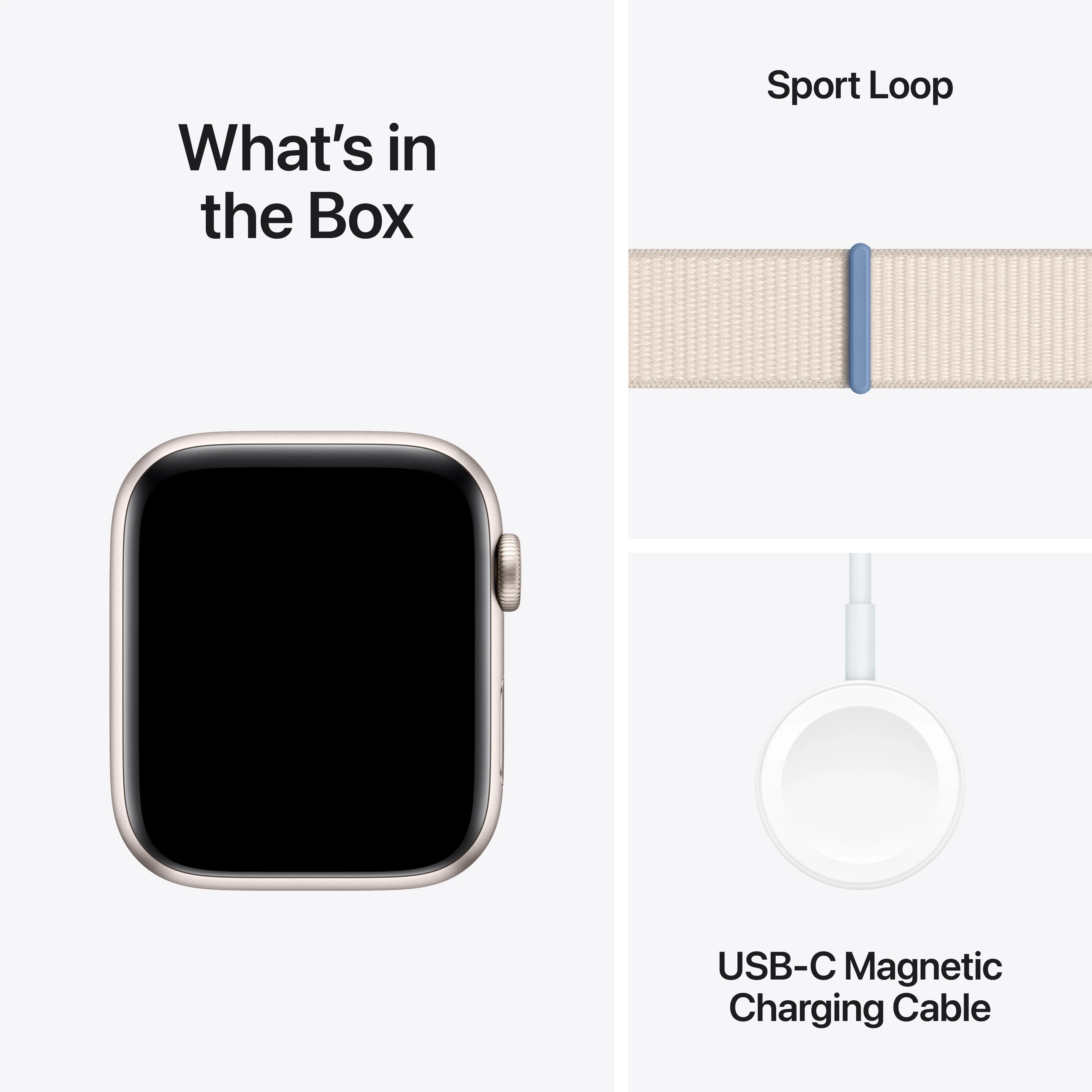 Apple Watch SE GPS 44mm Starlight Aluminium Case with Starlight Sport Loop - Image 8
