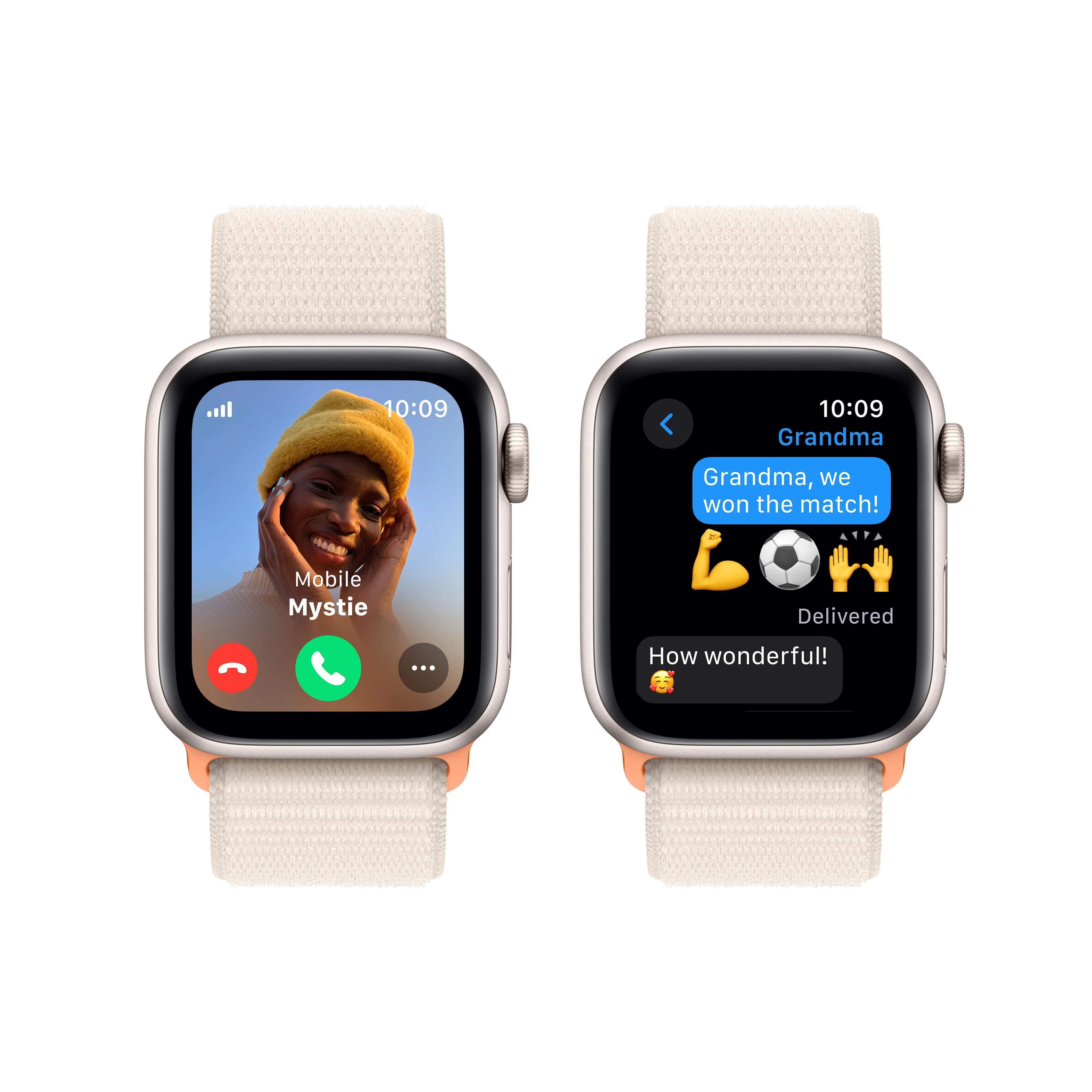 Apple Watch SE GPS + Cellular 40mm Starlight Aluminium Case with Starlight Sport Loop - Image 4