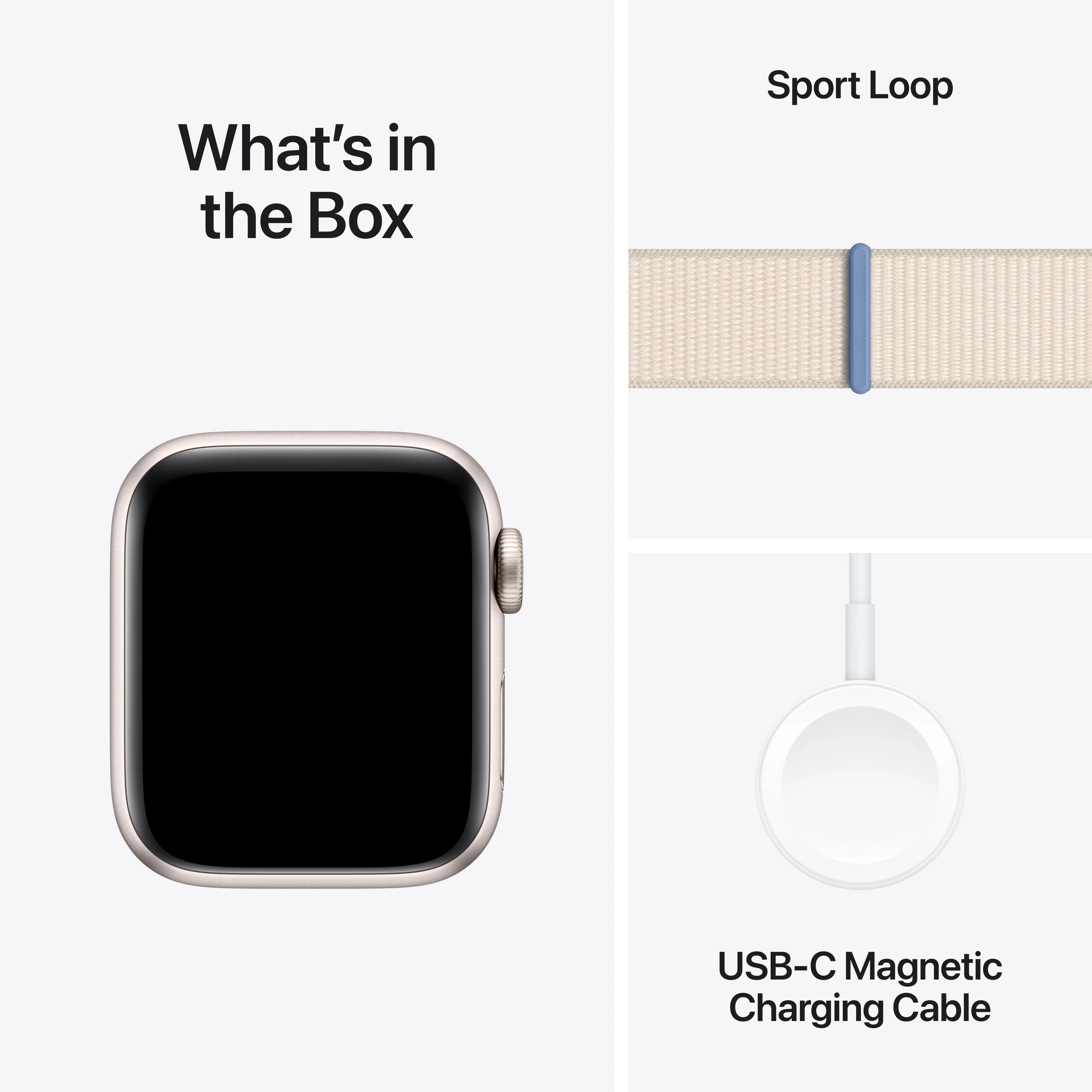 Apple Watch SE GPS + Cellular 40mm Starlight Aluminium Case with Starlight Sport Loop - Image 8