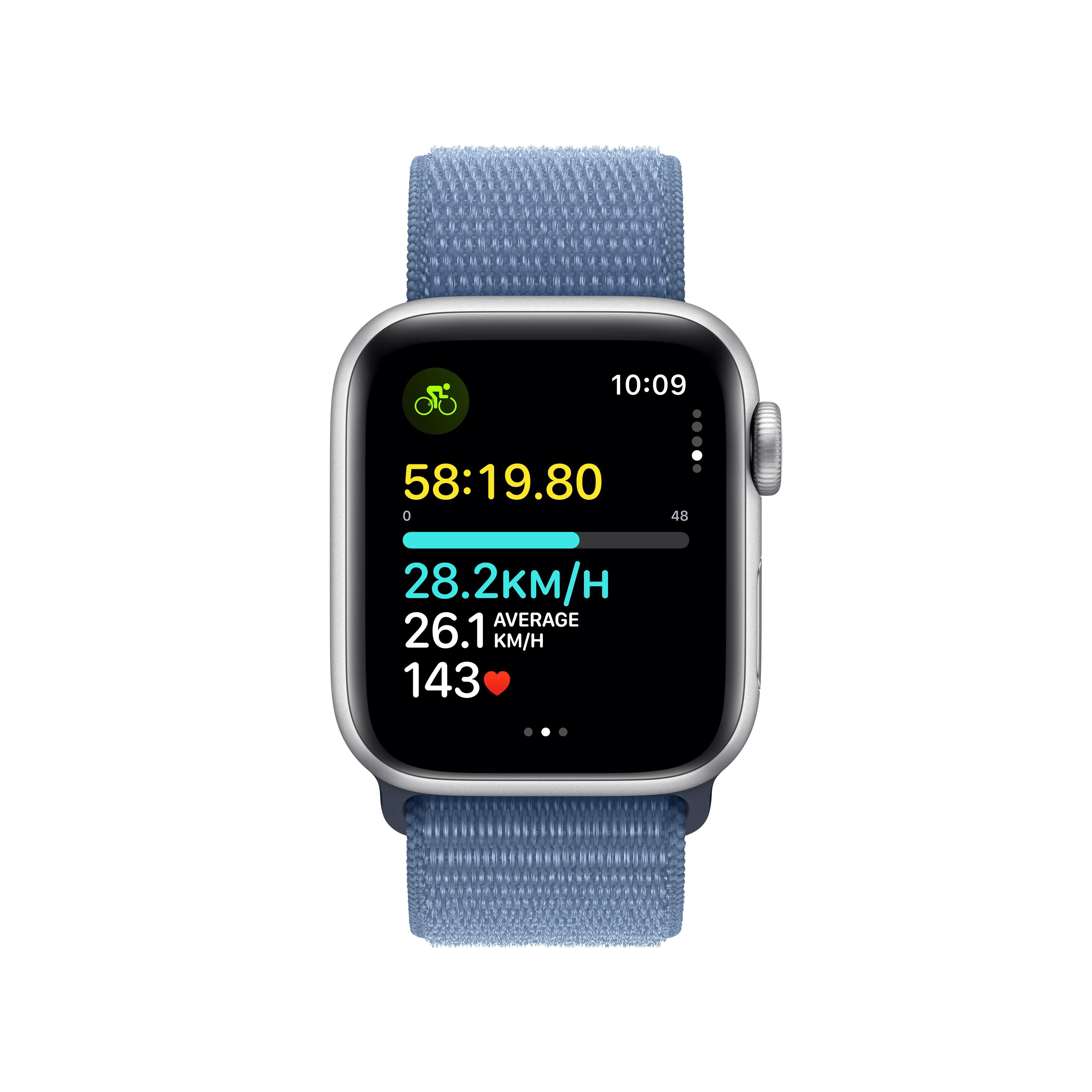 Apple Watch SE GPS + Cellular 40mm Silver Aluminium Case with Winter Blue Sport Loop - Image 6