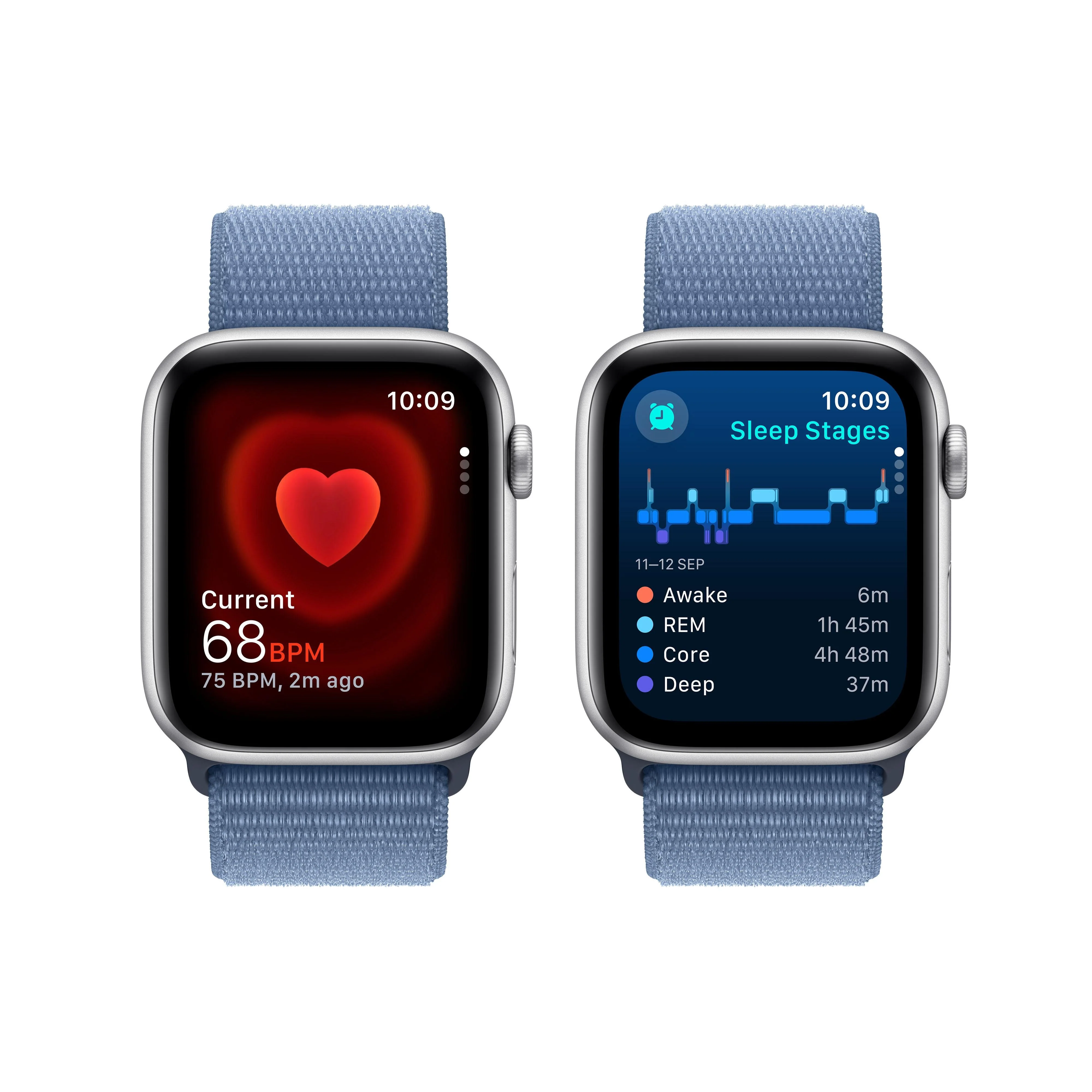 Apple Watch SE GPS + Cellular 44mm Silver Aluminium Case with Winter Blue Sport Loop - Image 5