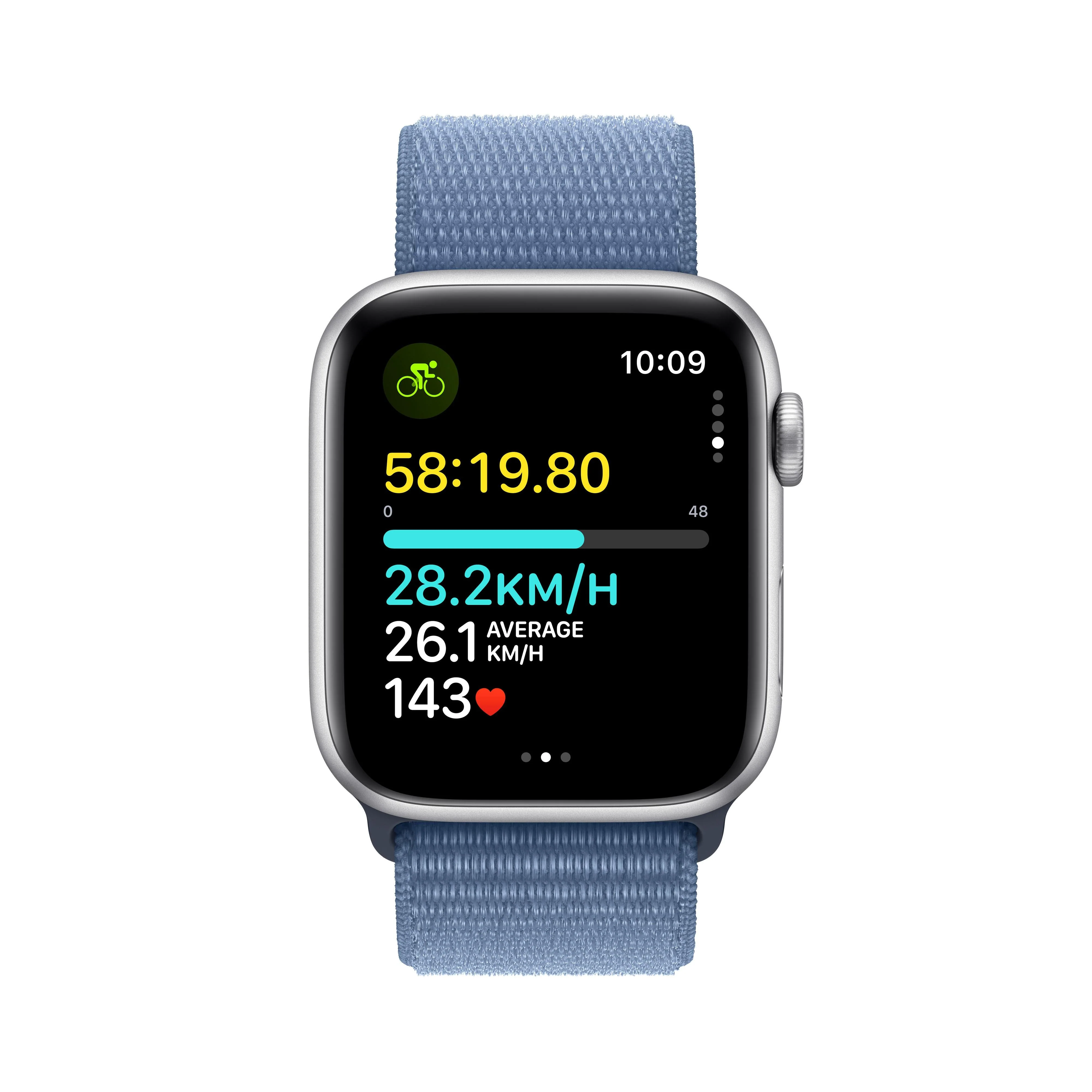 Apple Watch SE GPS + Cellular 44mm Silver Aluminium Case with Winter Blue Sport Loop - Image 6