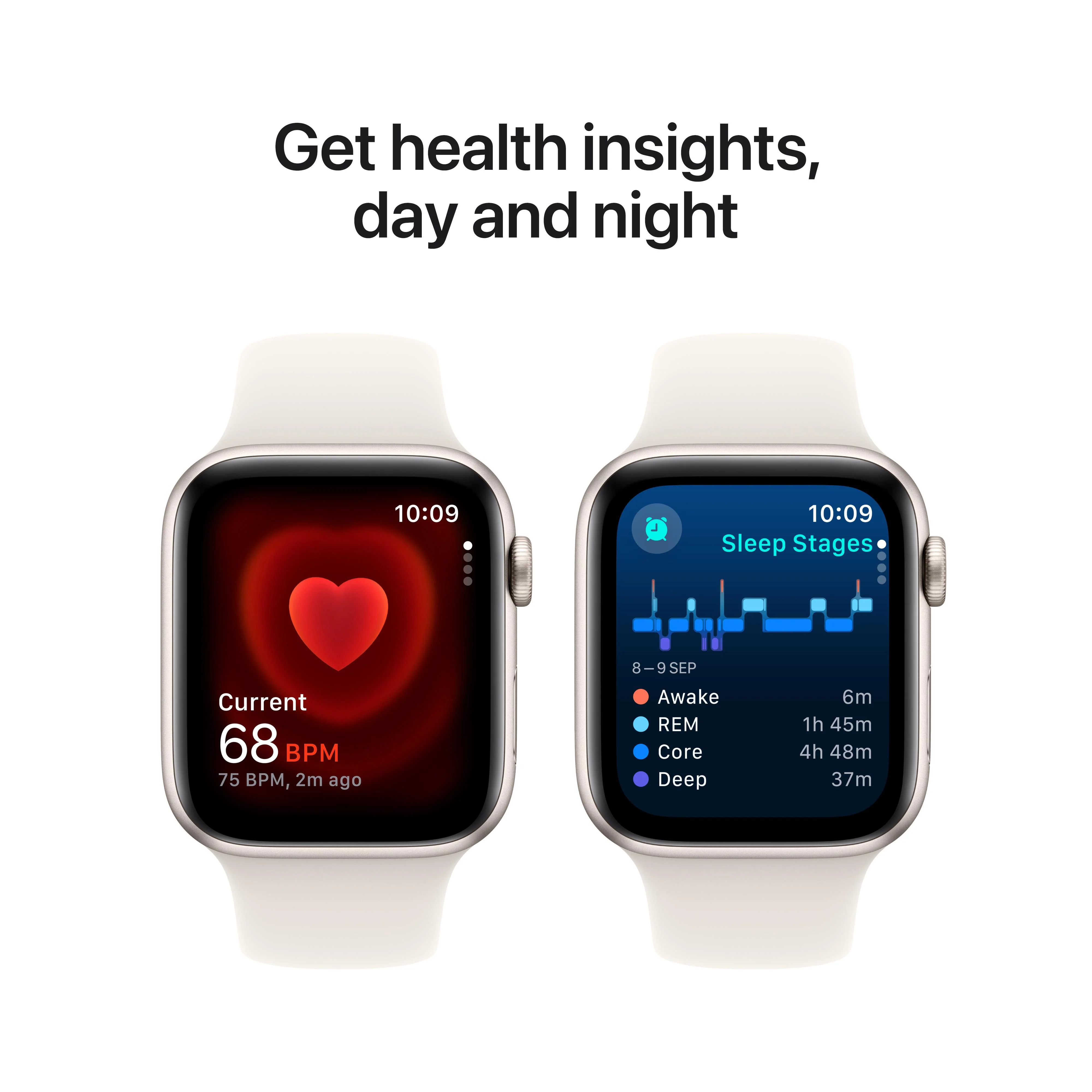 Apple Watch SE GPS 44mm Starlight Aluminium Case with Starlight Sport Band - S/M - Image 5