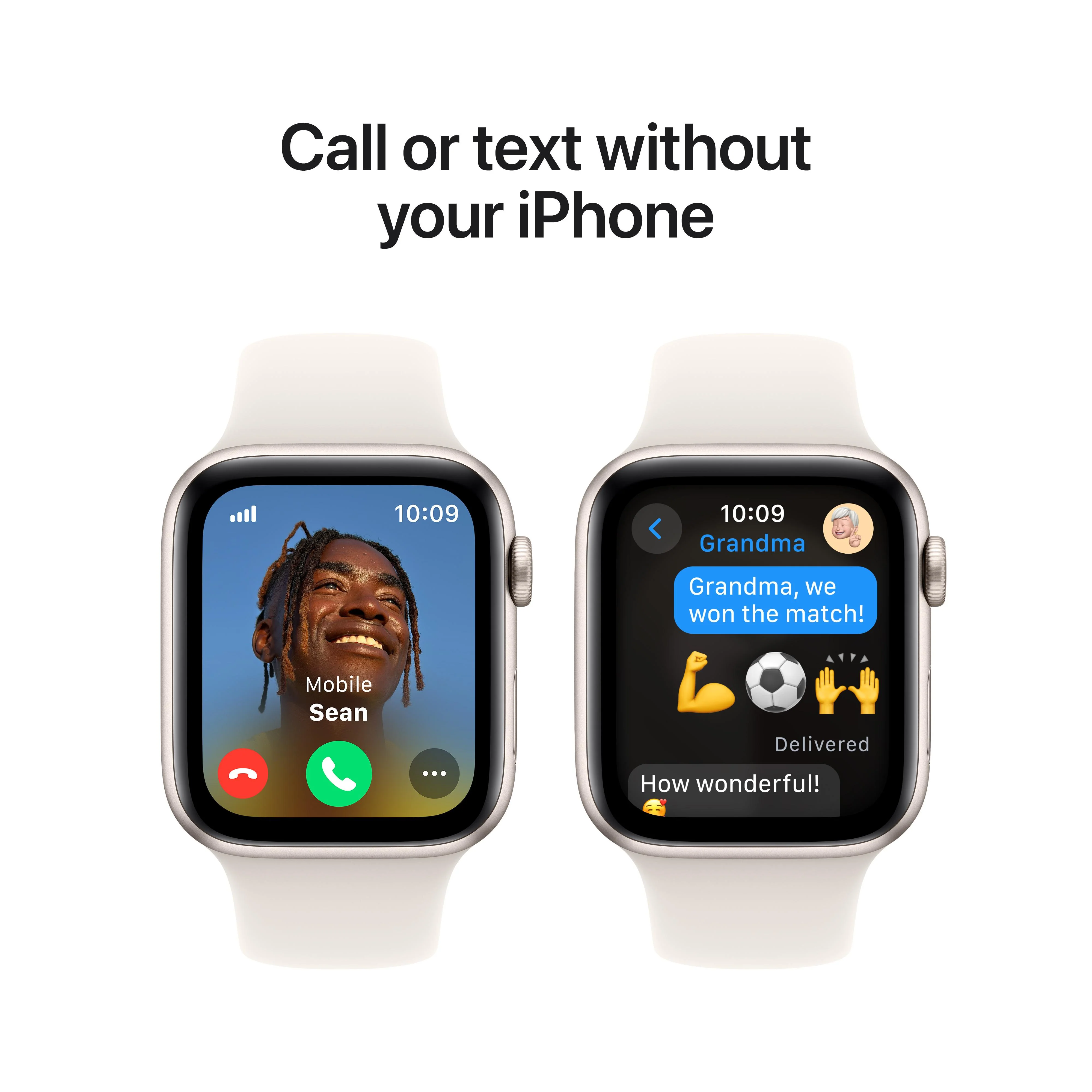 Apple Watch SE GPS + Cellular 44mm Starlight Aluminium Case with Starlight Sport Band - S/M - Image 4