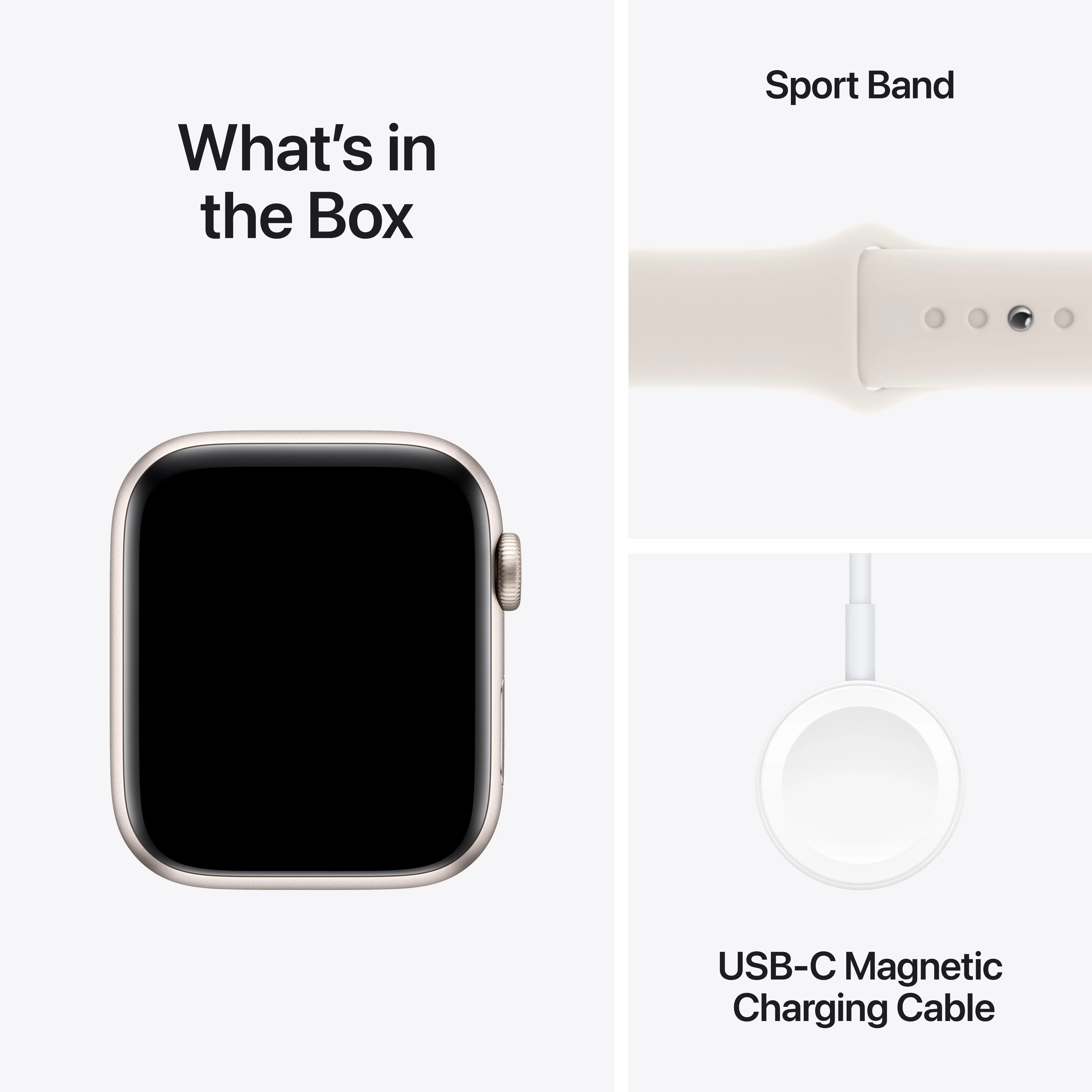 Apple Watch SE GPS + Cellular 44mm Starlight Aluminium Case with Starlight Sport Band - S/M - Image 7