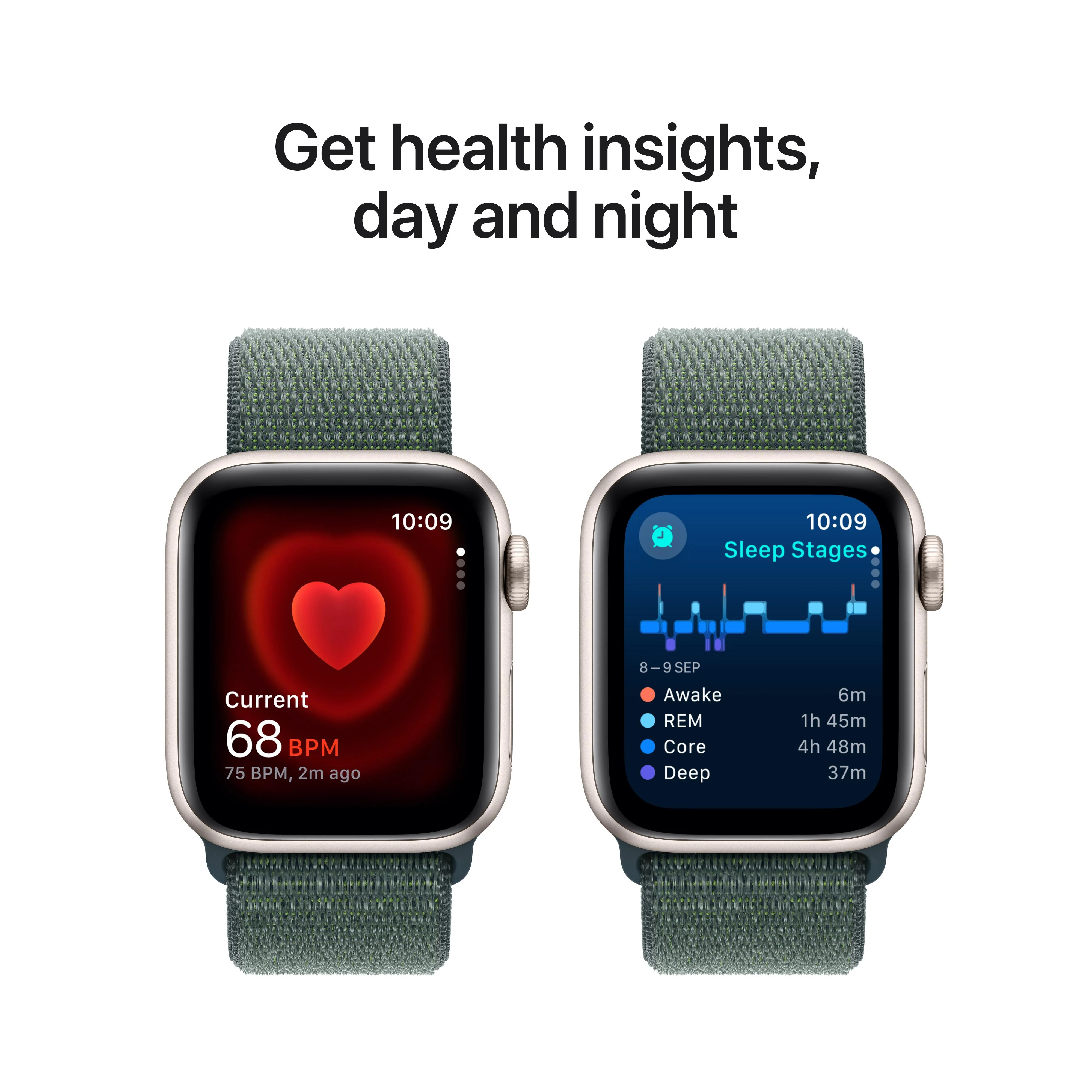 Apple Watch SE GPS 40mm Starlight Aluminium Case with Lake Green Sport Loop - Image 5
