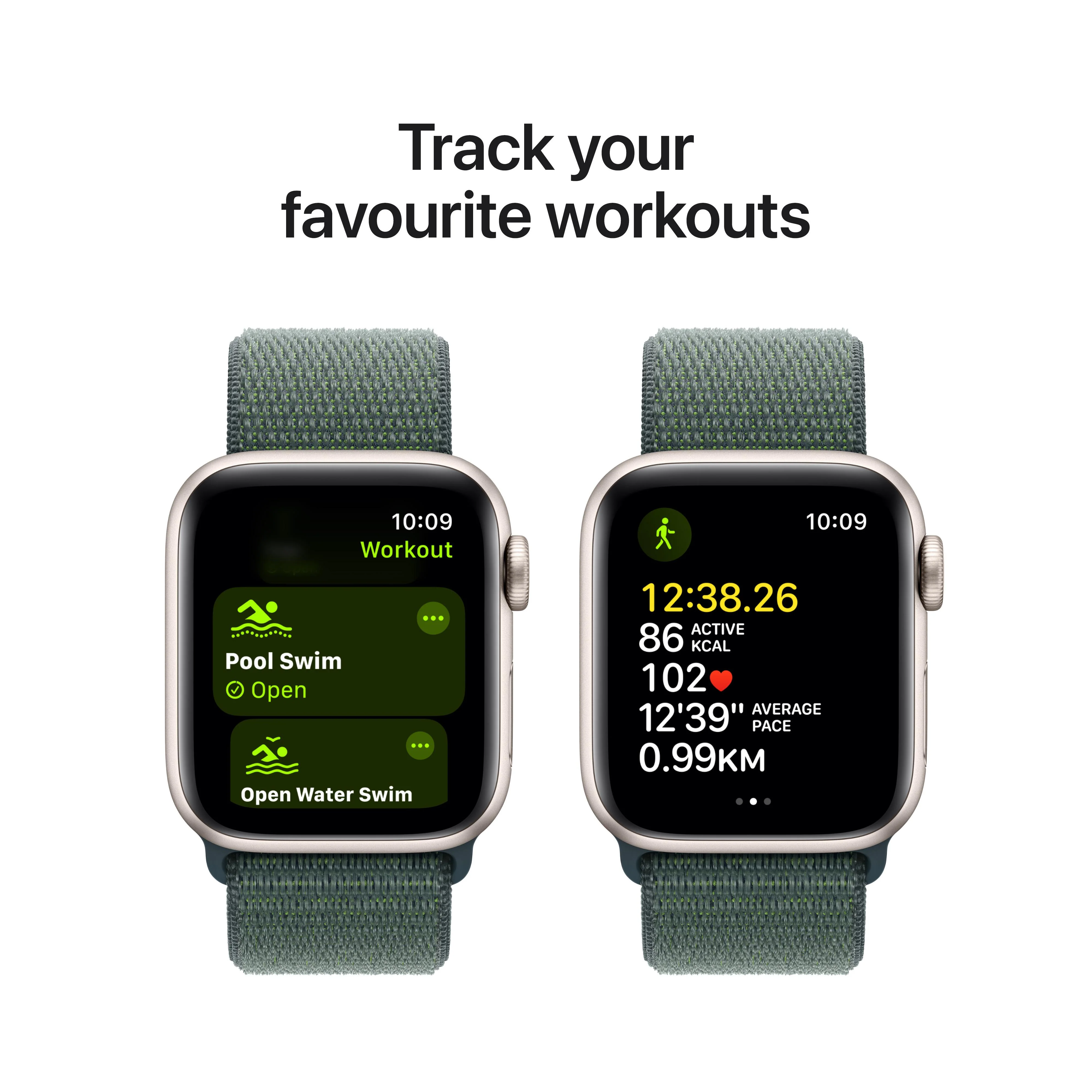 Apple Watch SE GPS 40mm Starlight Aluminium Case with Lake Green Sport Loop - Image 6