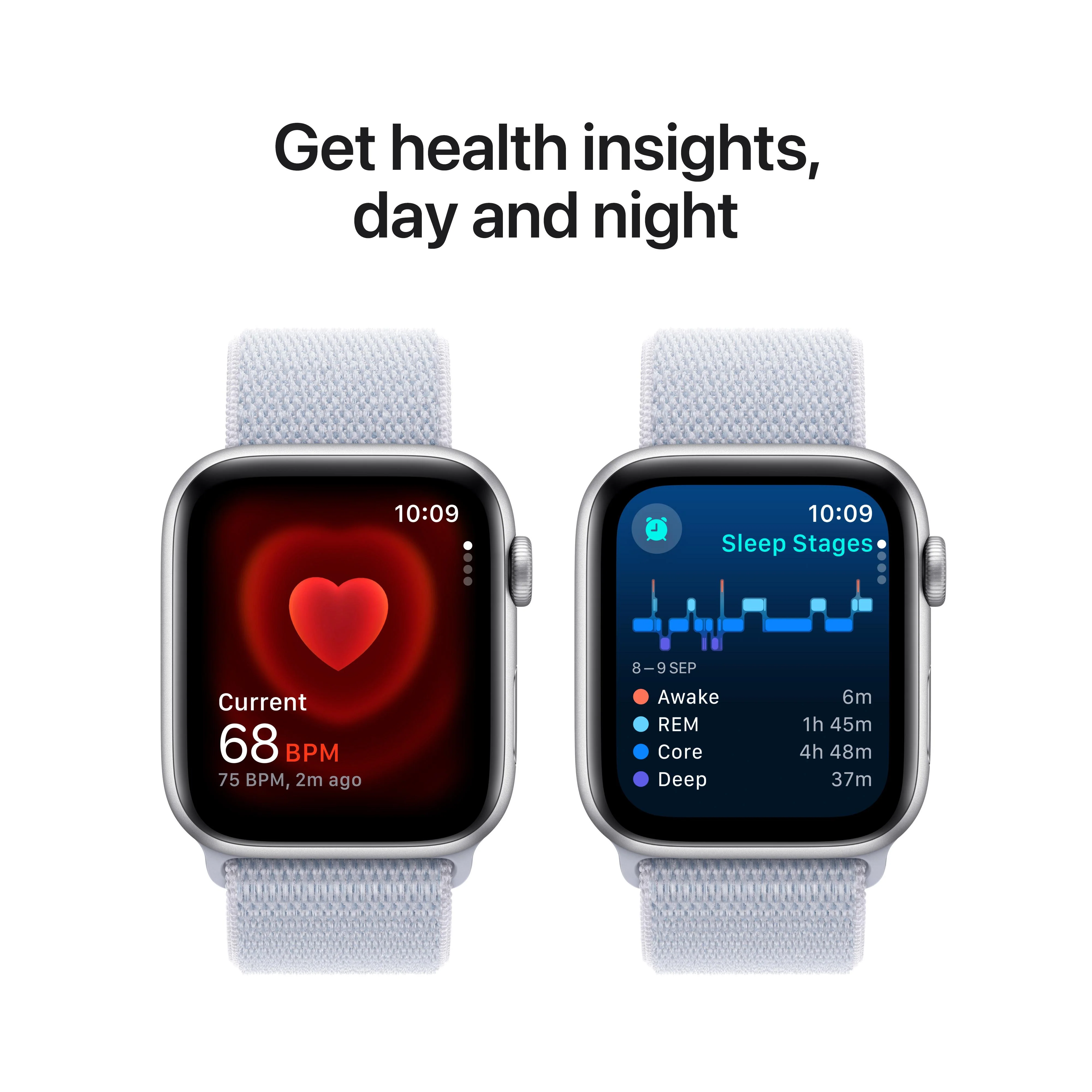 Apple Watch SE GPS 44mm Silver Aluminium Case with Blue Cloud Sport Loop - Image 5