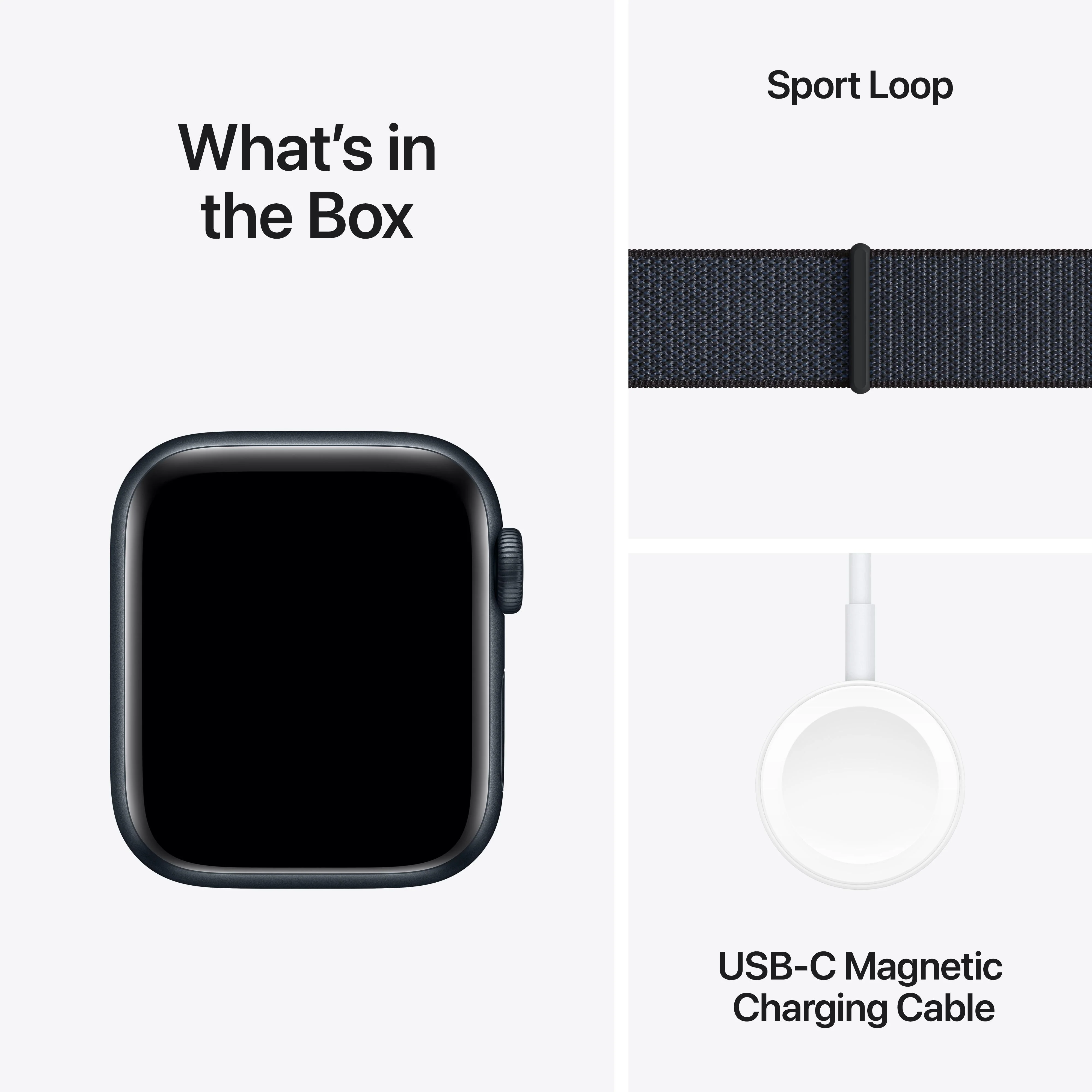 Apple Watch SE GPS + Cellular 40mm Midnight Aluminium Case with Ink Sport Loop - Image 7