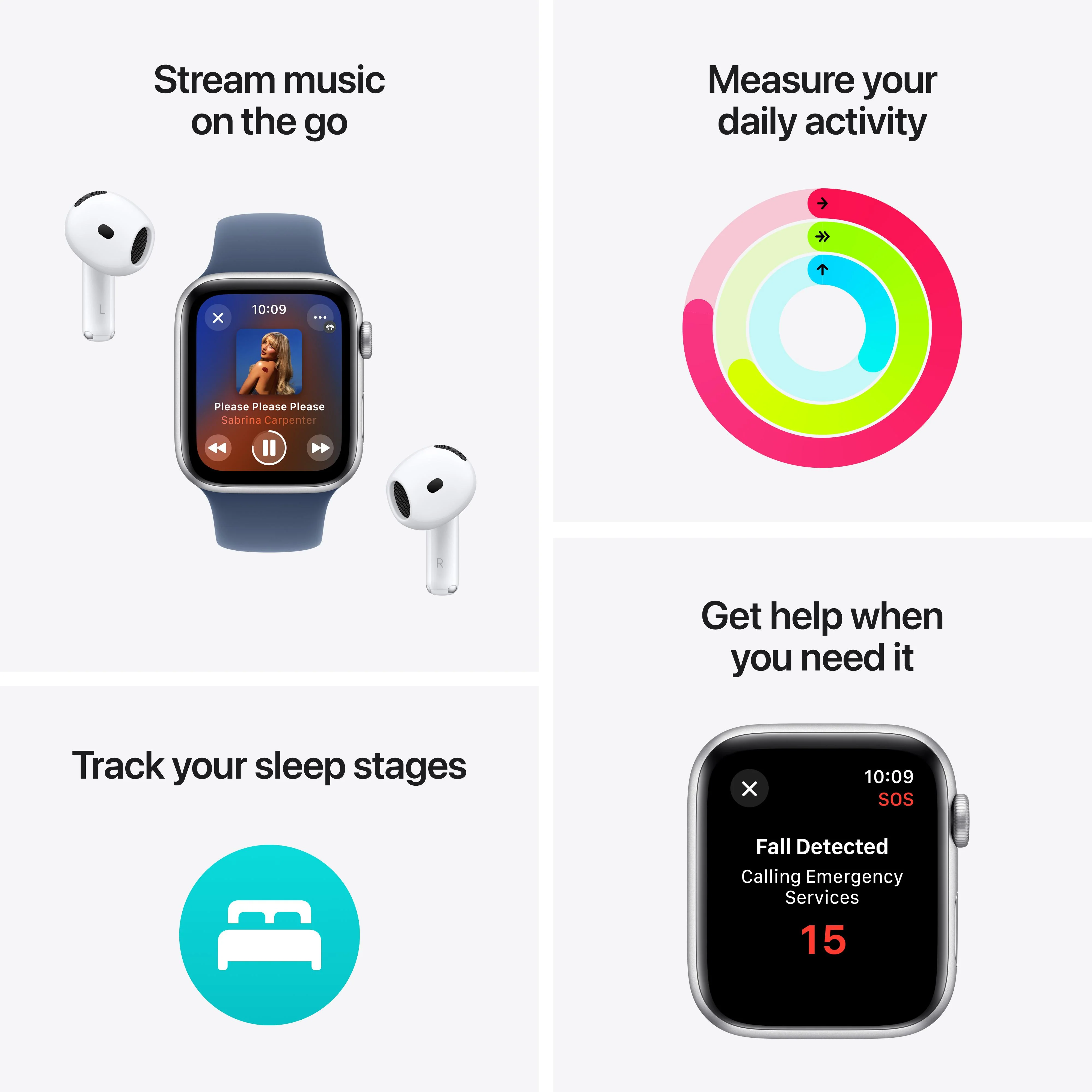 Apple Watch SE GPS + Cellular 40mm Silver Aluminium Case with Blue Cloud Sport Loop - Image 3