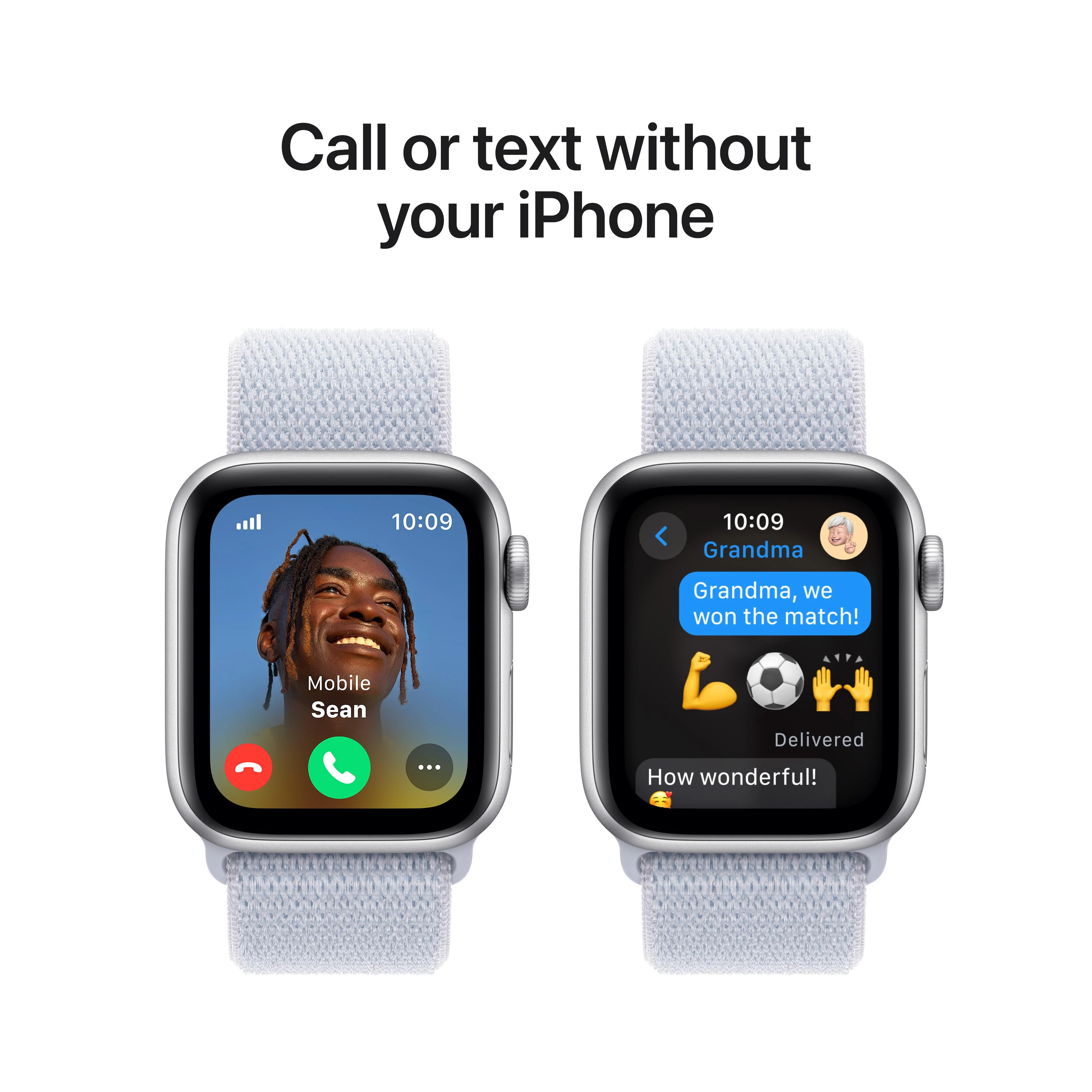 Apple Watch SE GPS + Cellular 40mm Silver Aluminium Case with Blue Cloud Sport Loop - Image 4