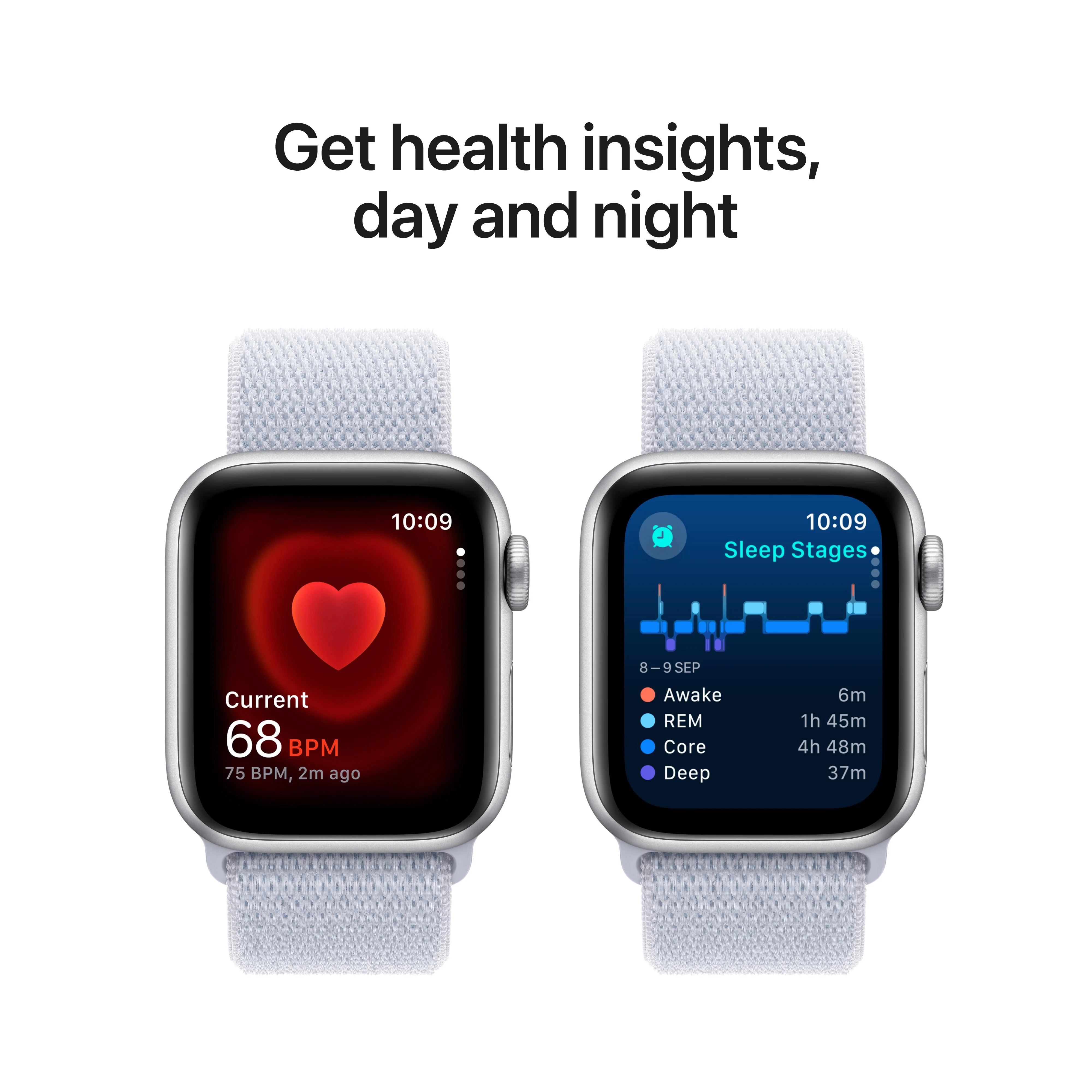 Apple Watch SE GPS + Cellular 40mm Silver Aluminium Case with Blue Cloud Sport Loop - Image 5