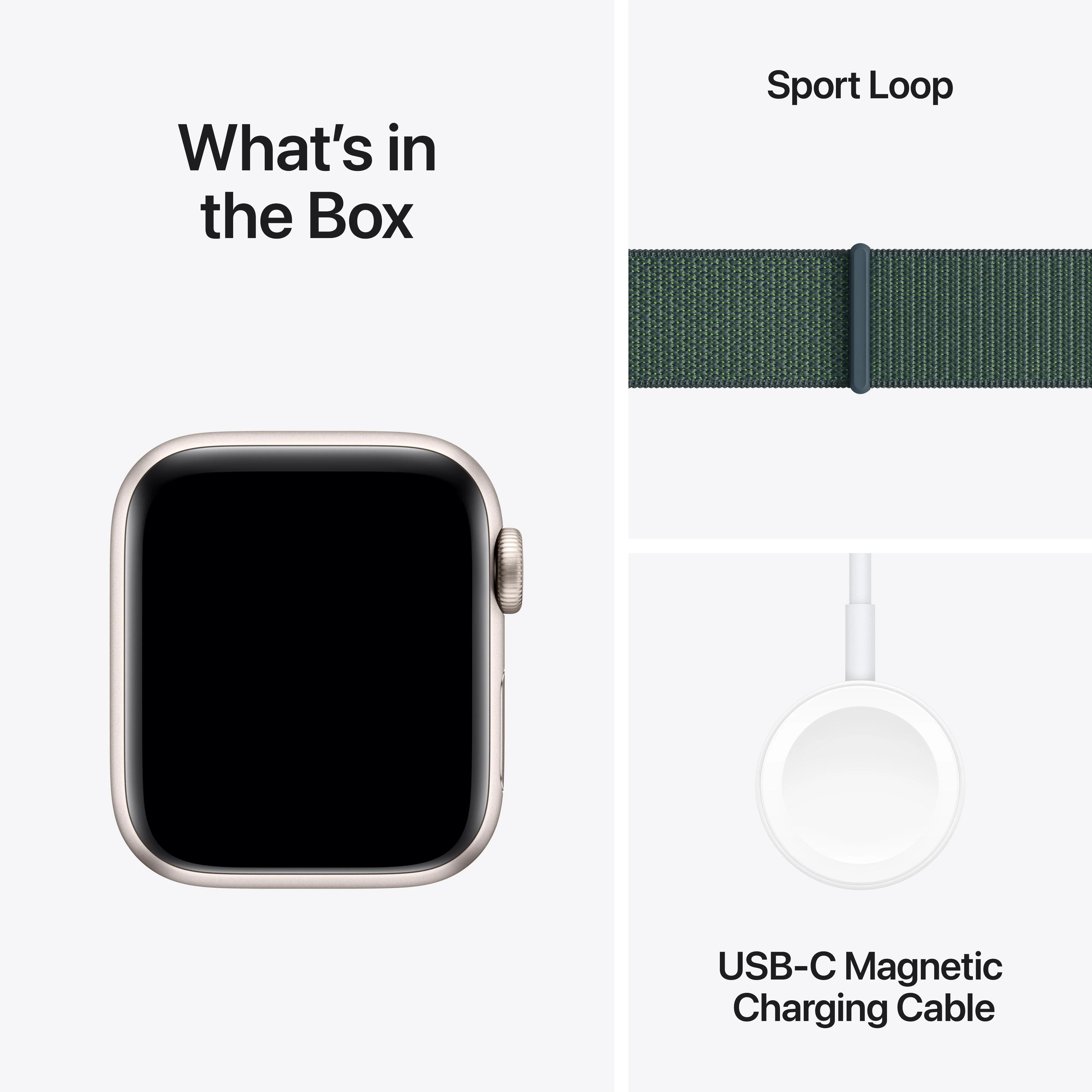 Apple Watch SE GPS + Cellular 40mm Starlight Aluminium Case with Lake Green Sport Loop - Image 7
