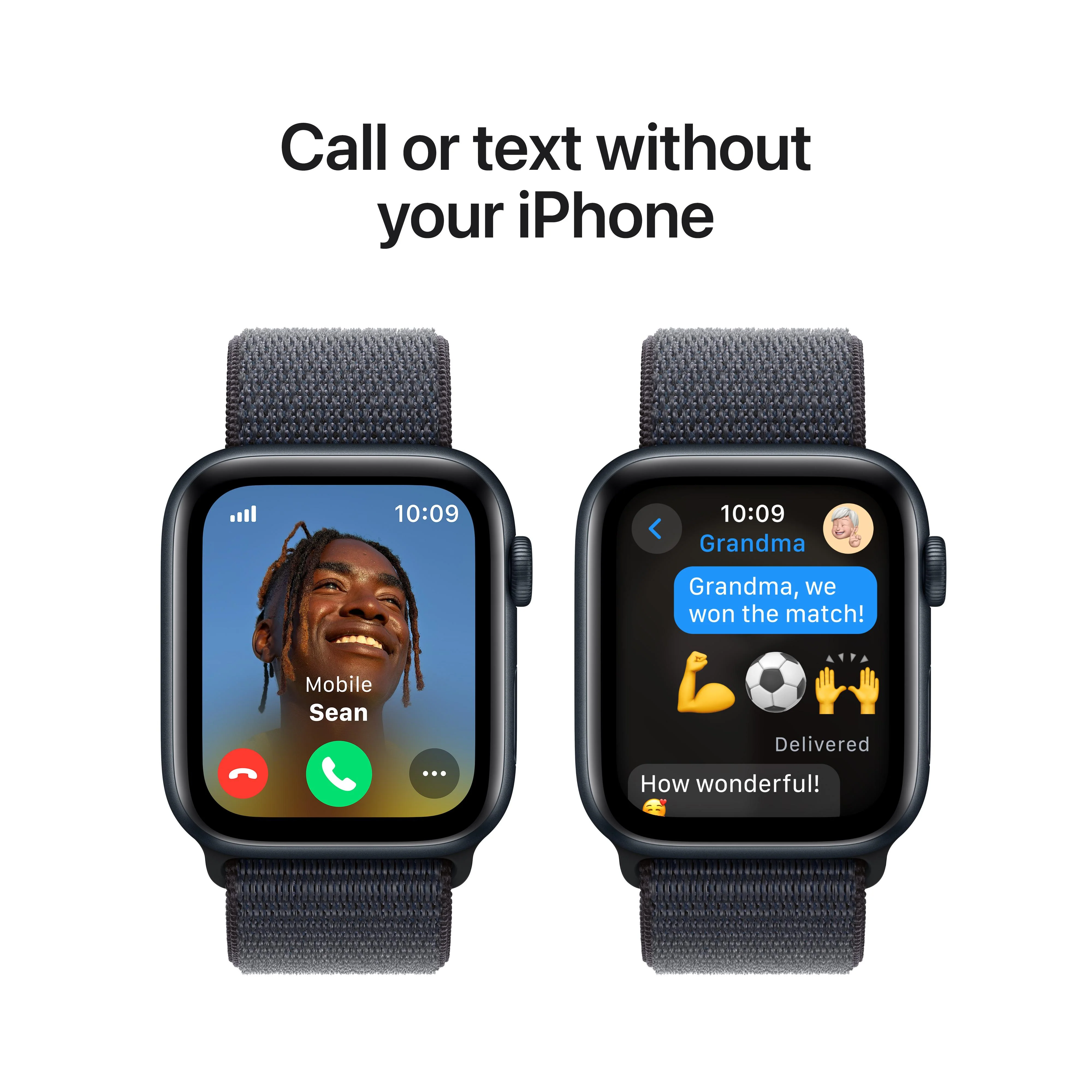 Apple Watch SE GPS + Cellular 44mm Midnight Aluminium Case with Ink Sport Loop - Image 4