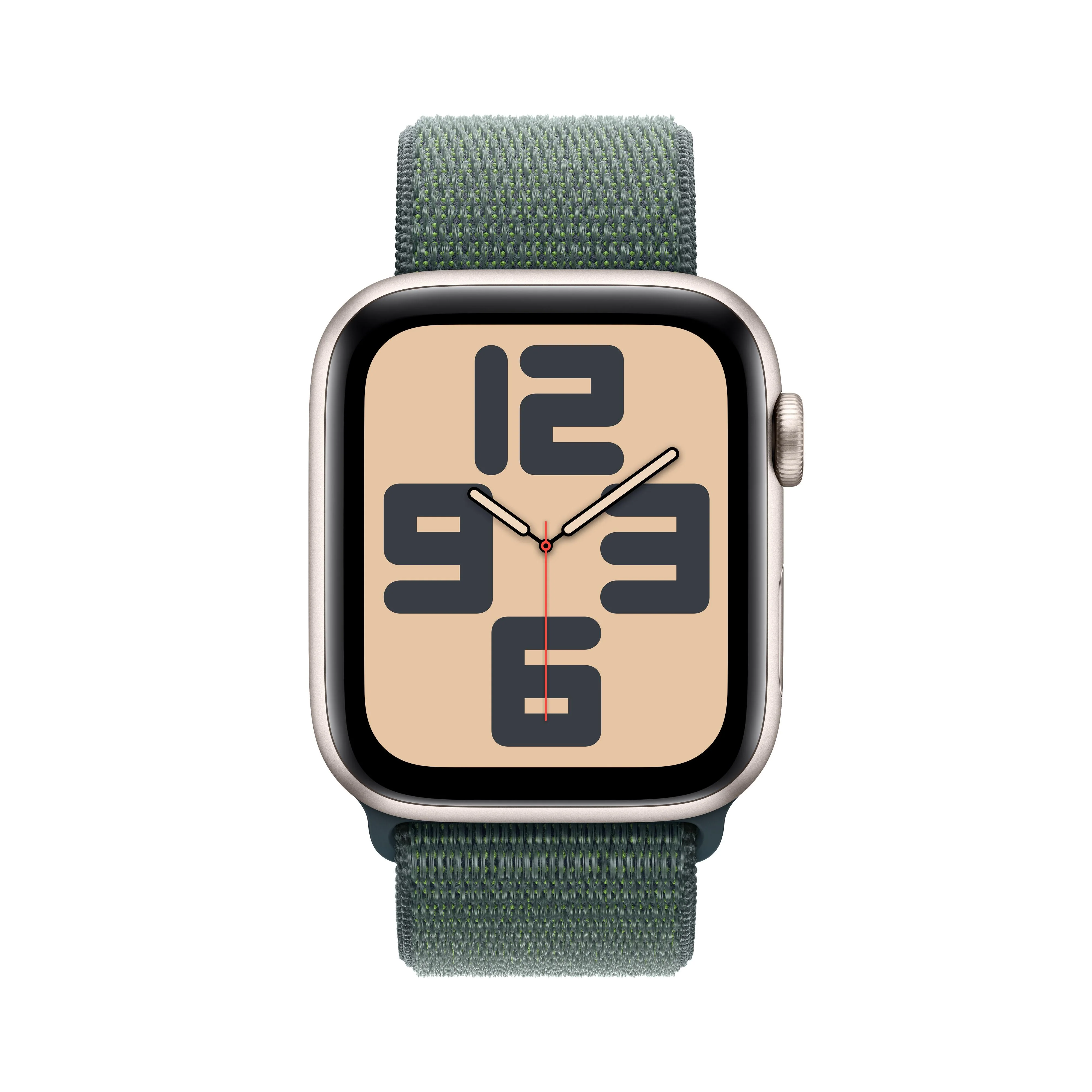 Apple Watch SE GPS + Cellular 44mm Starlight Aluminium Case with Lake Green Sport Loop - Image 2