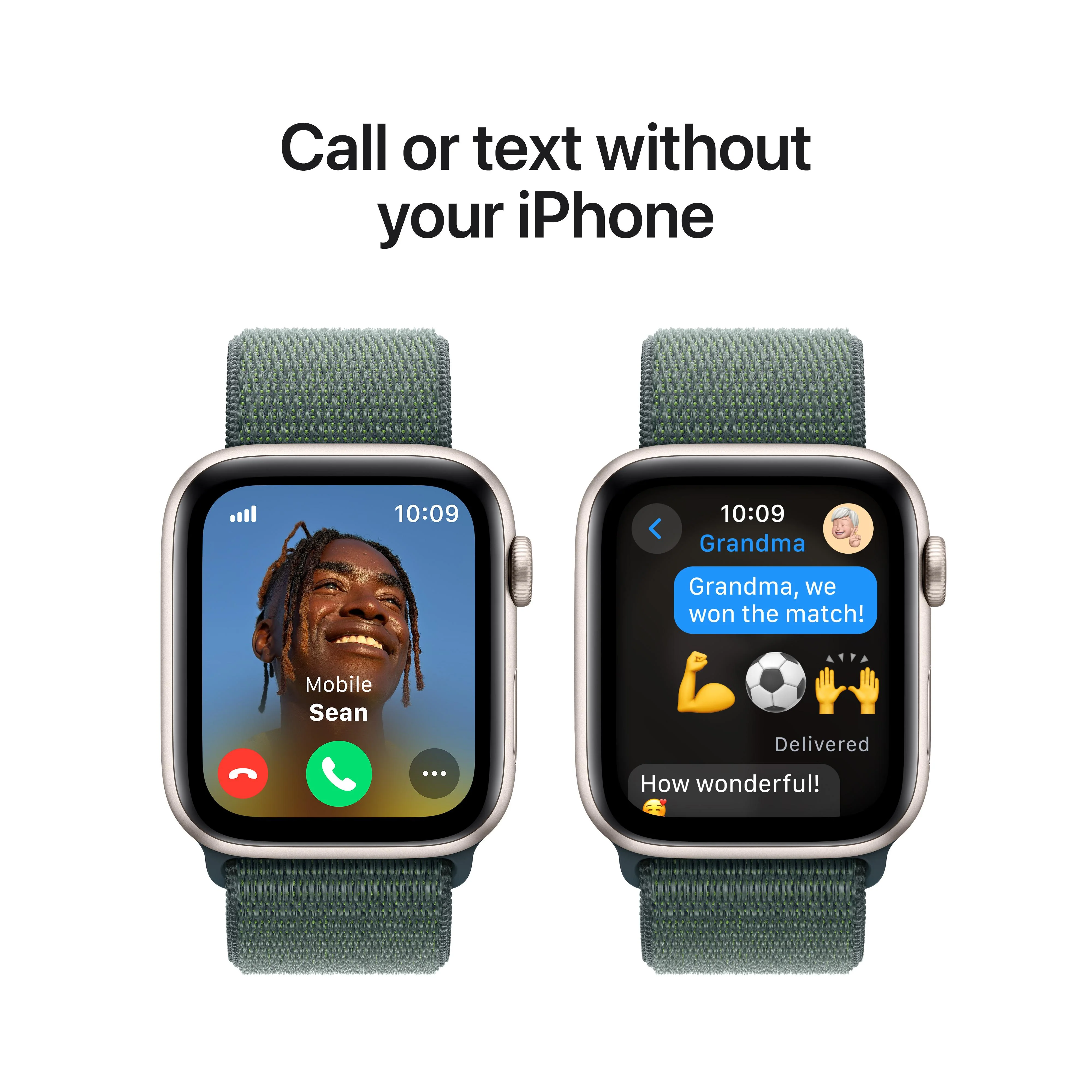 Apple Watch SE GPS + Cellular 44mm Starlight Aluminium Case with Lake Green Sport Loop - Image 4