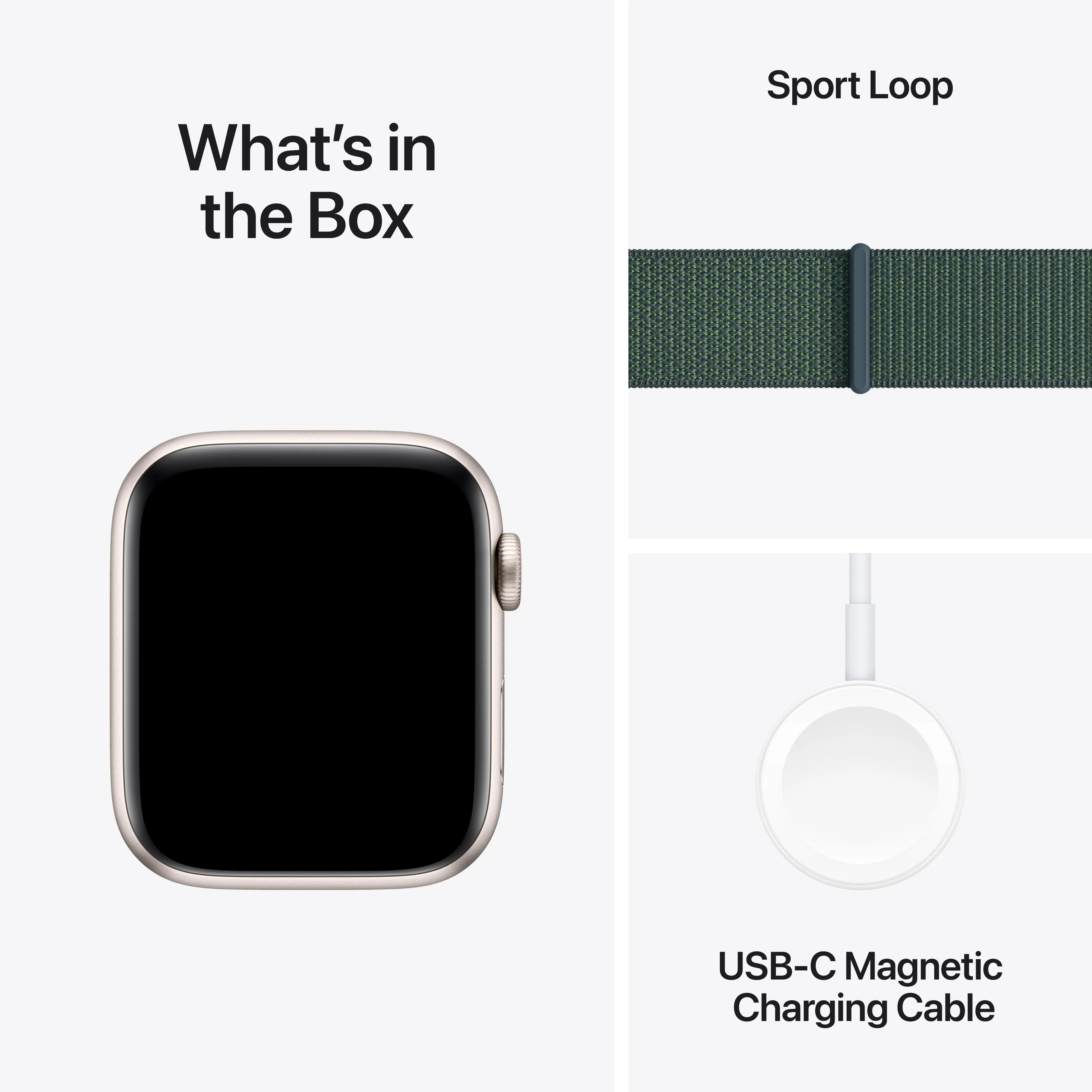 Apple Watch SE GPS + Cellular 44mm Starlight Aluminium Case with Lake Green Sport Loop - Image 7