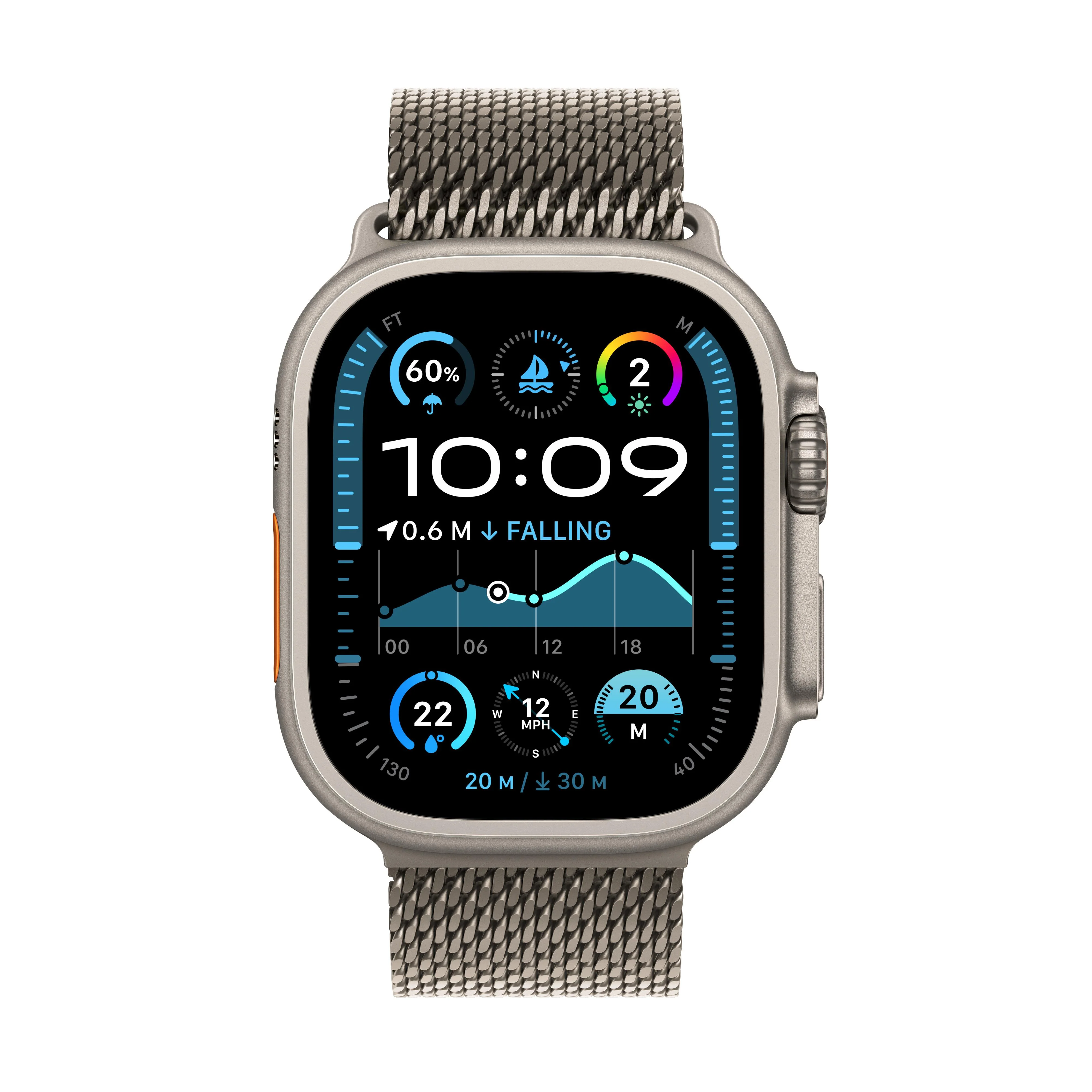 Apple Watch Ultra 2 GPS + Cellular 49mm Natural Titanium Case with Natural Titanium Milanese Loop - Large - Image 2