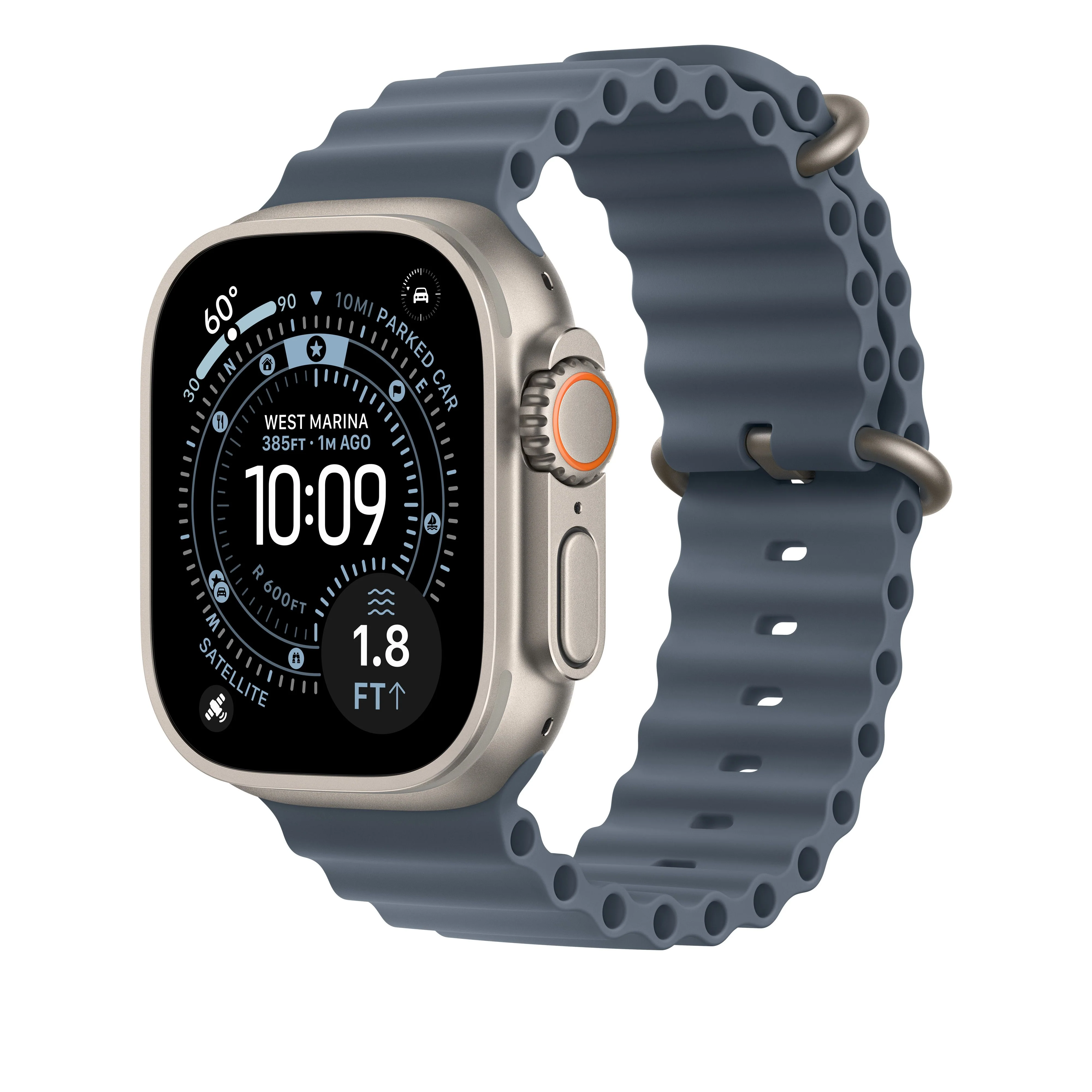 49mm Anchor Blue Ocean Band Extension - Natural Titanium Finish - Image 2
