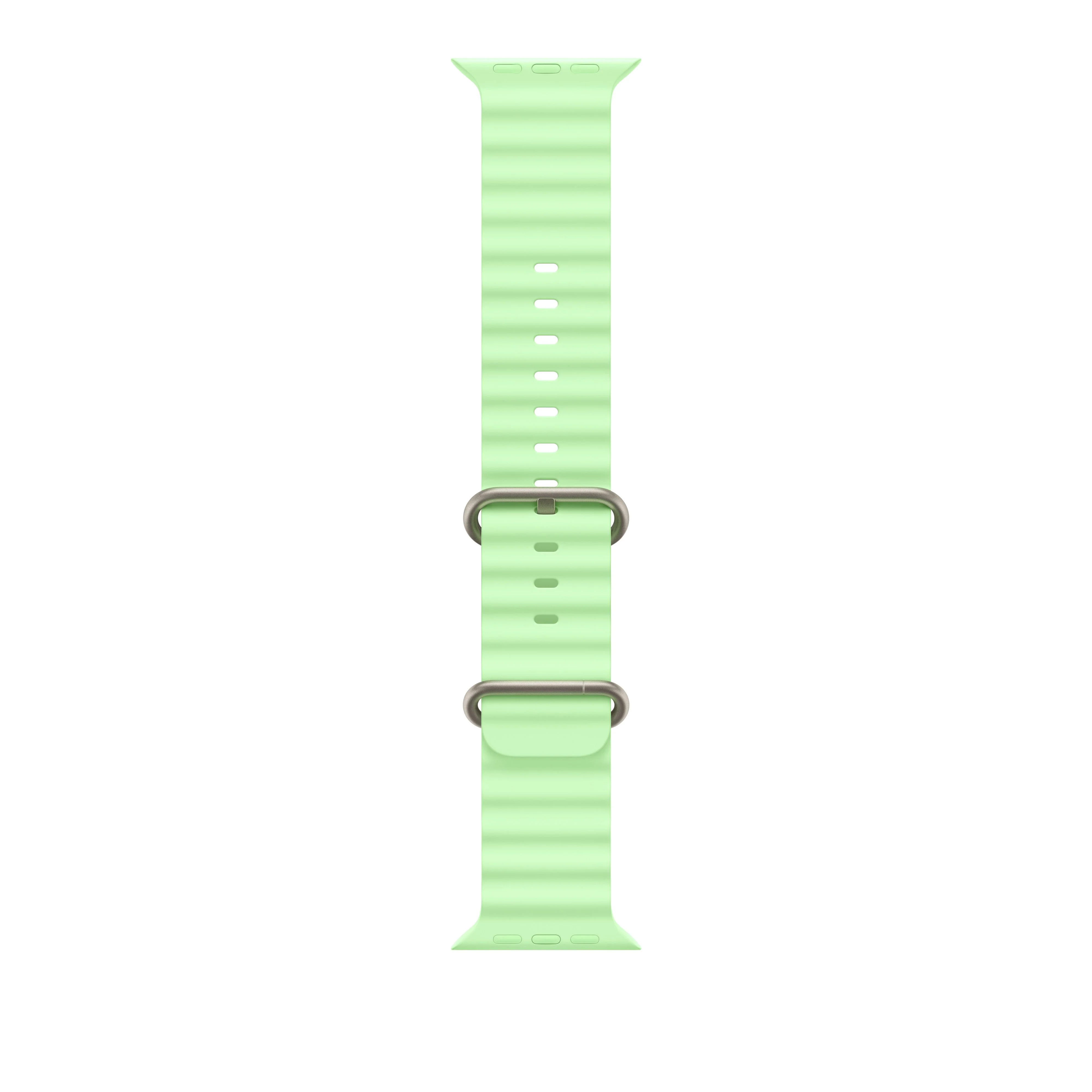 49mm Neon Green Ocean Band - Natural Titanium Finish