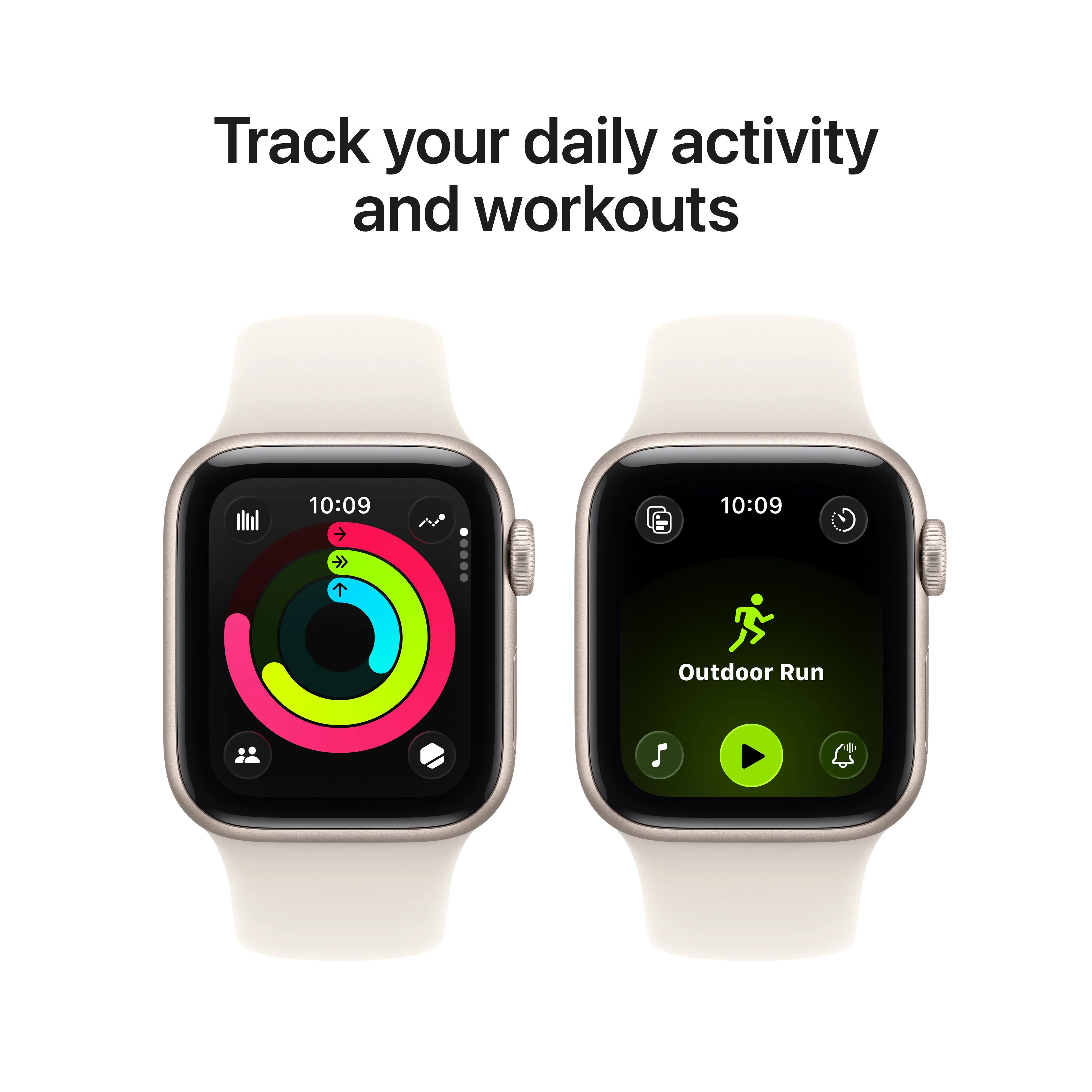 Apple Watch SE 3 GPS 40mm Starlight Aluminium Case with Starlight Sport Band - S/M - Image 6