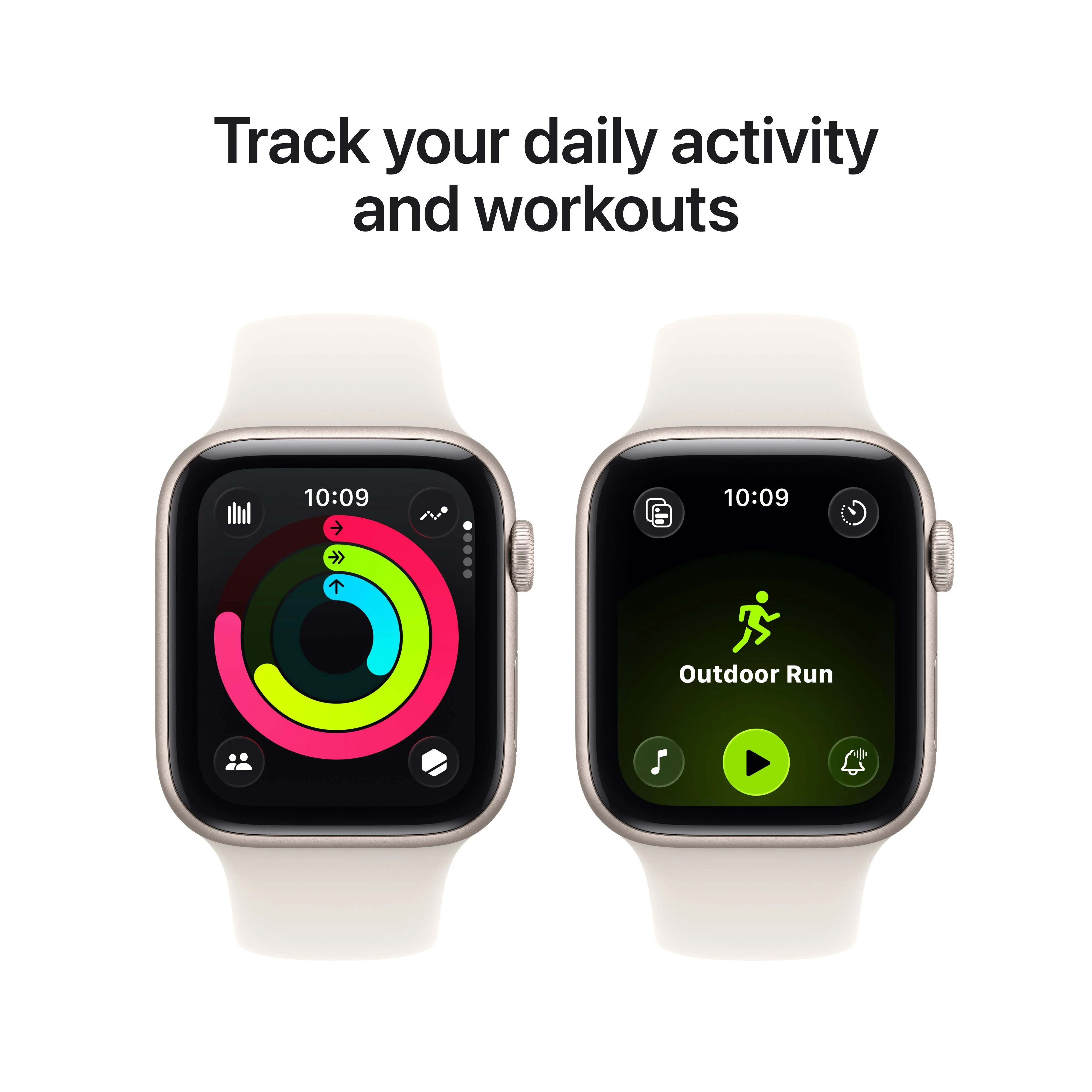 Apple Watch SE 3 GPS 44mm Starlight Aluminium Case with Starlight Sport Band - S/M - Image 6