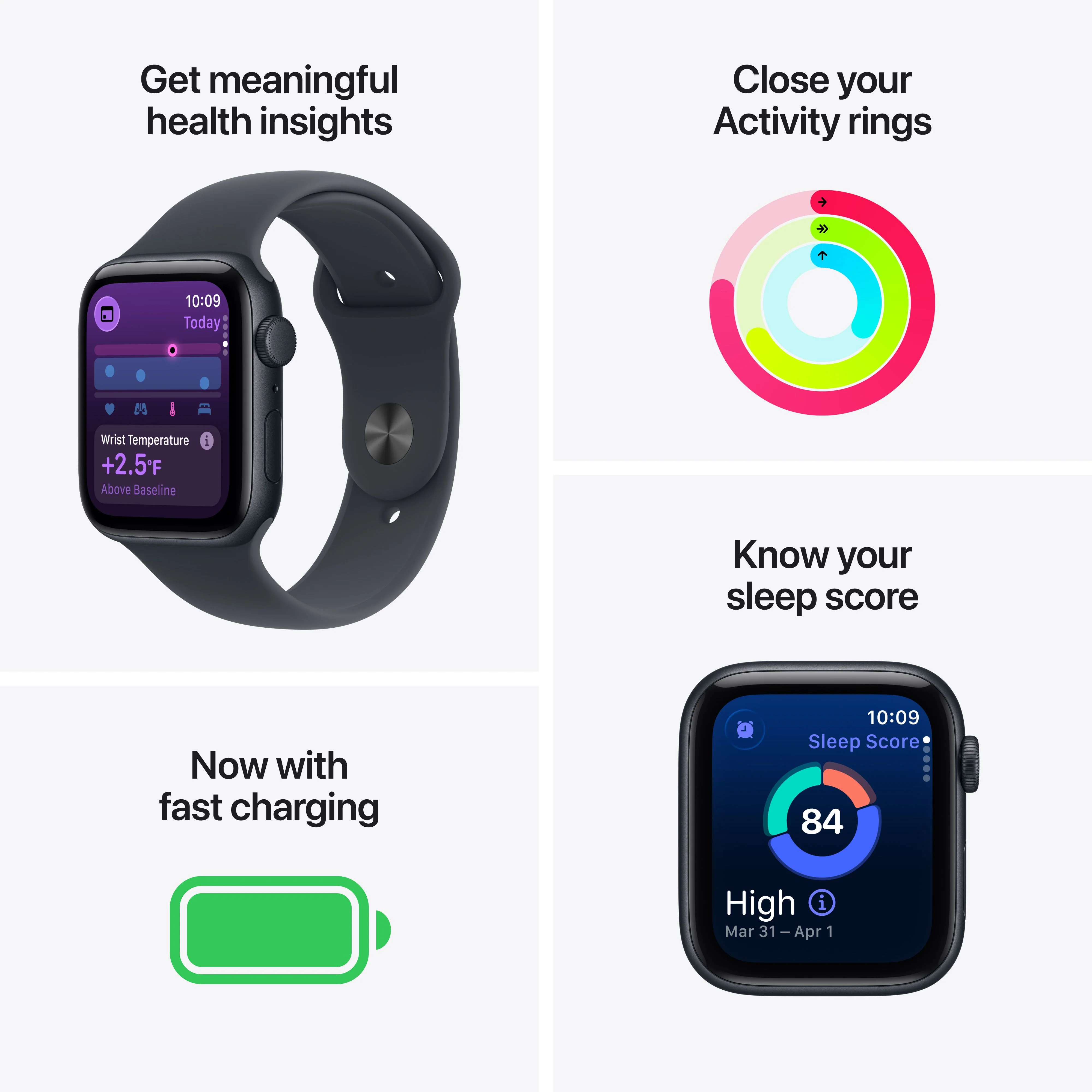 Apple Watch SE 3 GPS 44mm Midnight Aluminium Case with Midnight Sport Band - S/M - Image 3