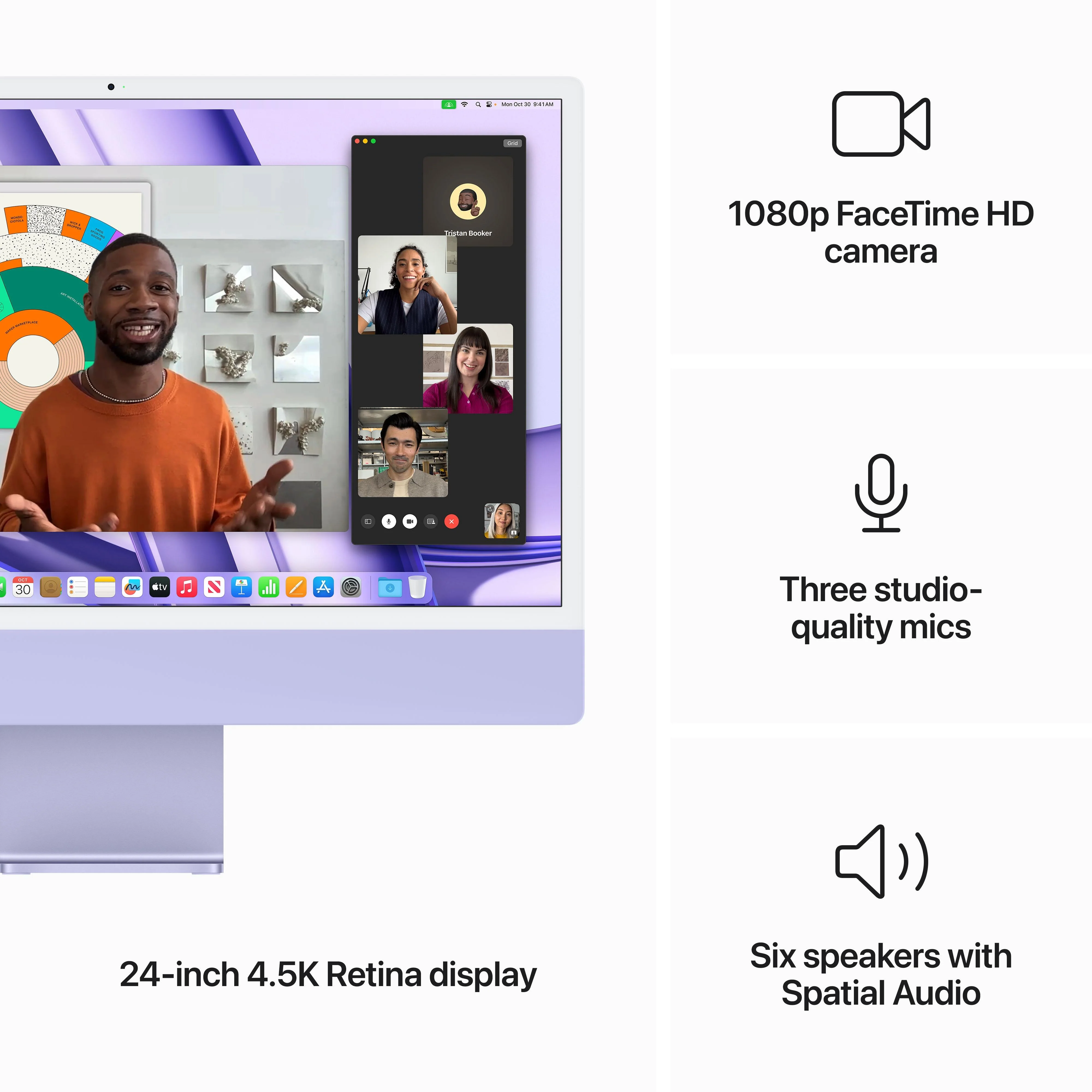 24-inch iMac with Retina 4.5K display: Apple M3 chip with 8‑core CPU and 10‑core GPU, 256GB SSD - Purple - Image 5