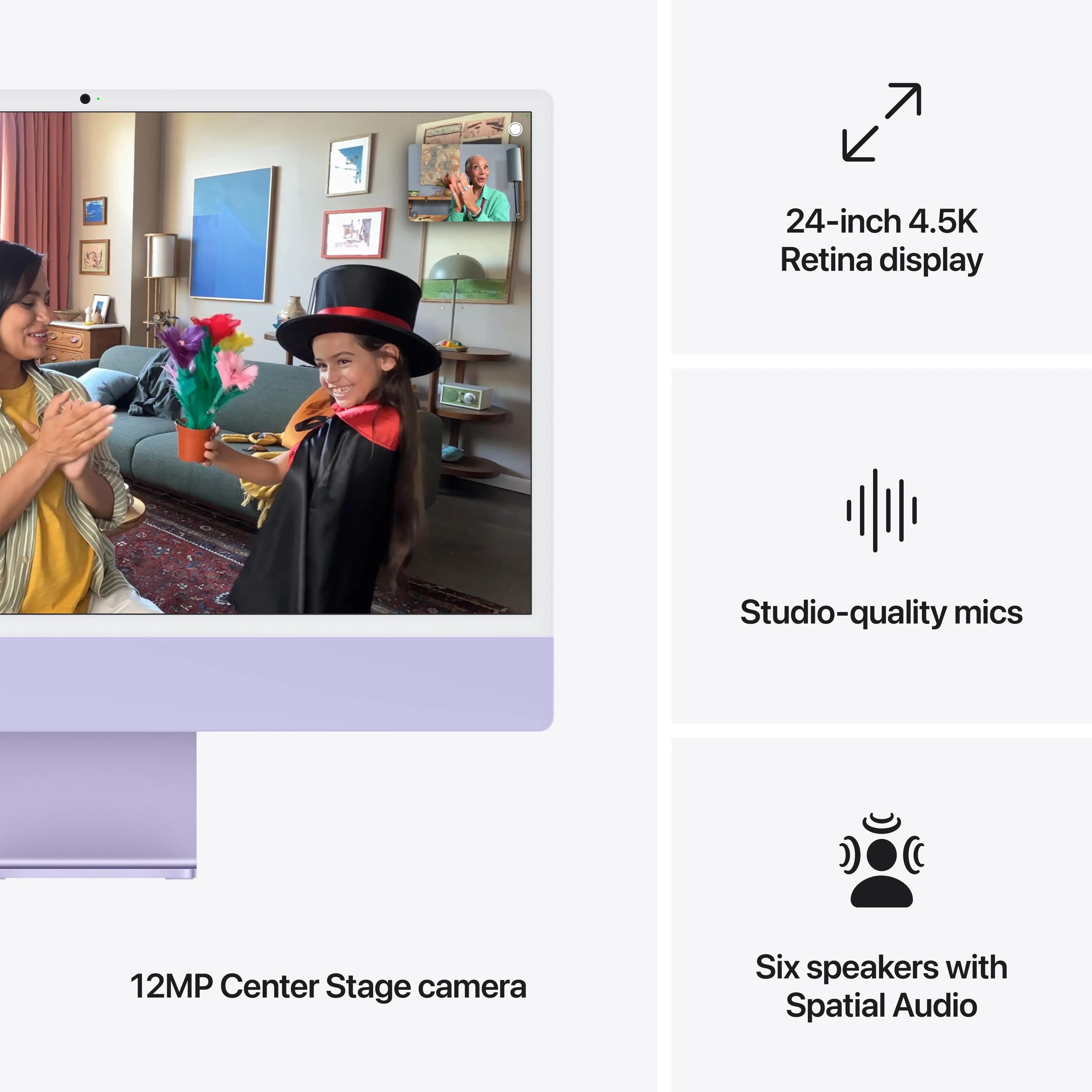 24-inch iMac with Retina 4.5K display: Apple M4 chip with 8-core CPU and 8‑core GPU, 256GB SSD - Purple - Image 7
